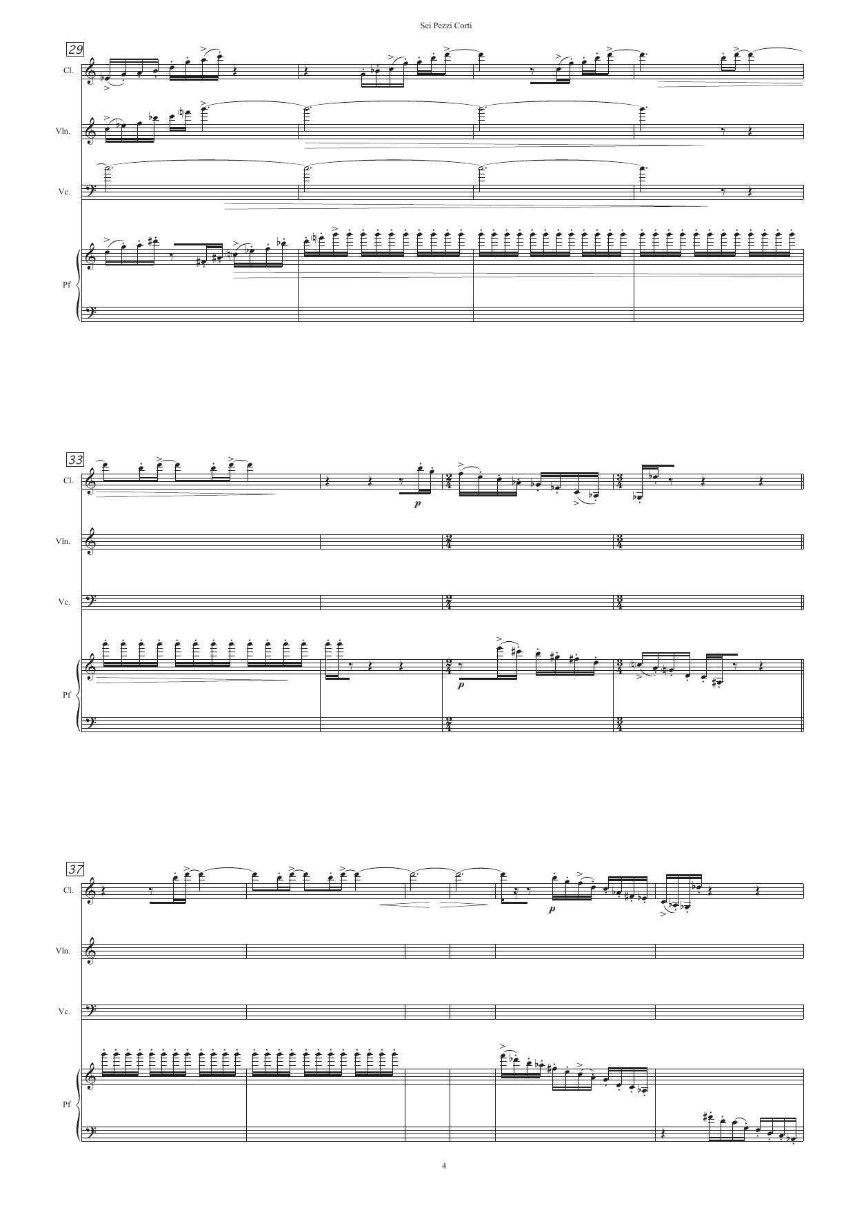 Sei pezzi corti - Quartetto per clarinetto in Sib, violino, violoncello, e pianoforte - Image 4