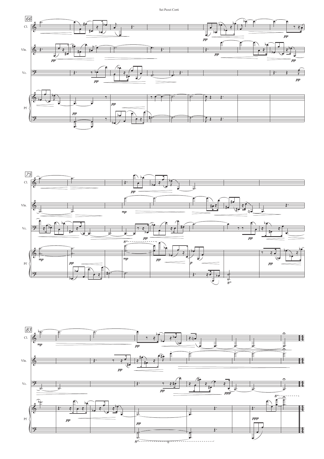 Sei pezzi corti - Quartetto per clarinetto in Sib, violino, violoncello, e pianoforte - Image 6