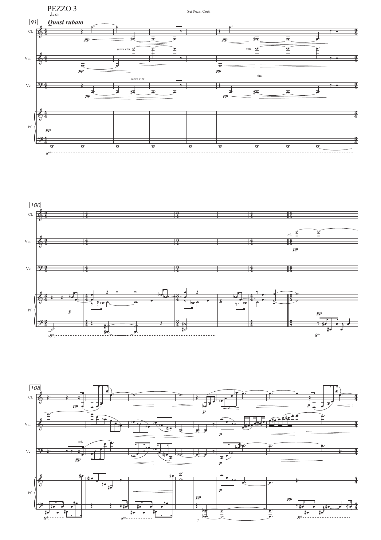 Sei pezzi corti - Quartetto per clarinetto in Sib, violino, violoncello, e pianoforte - Image 7