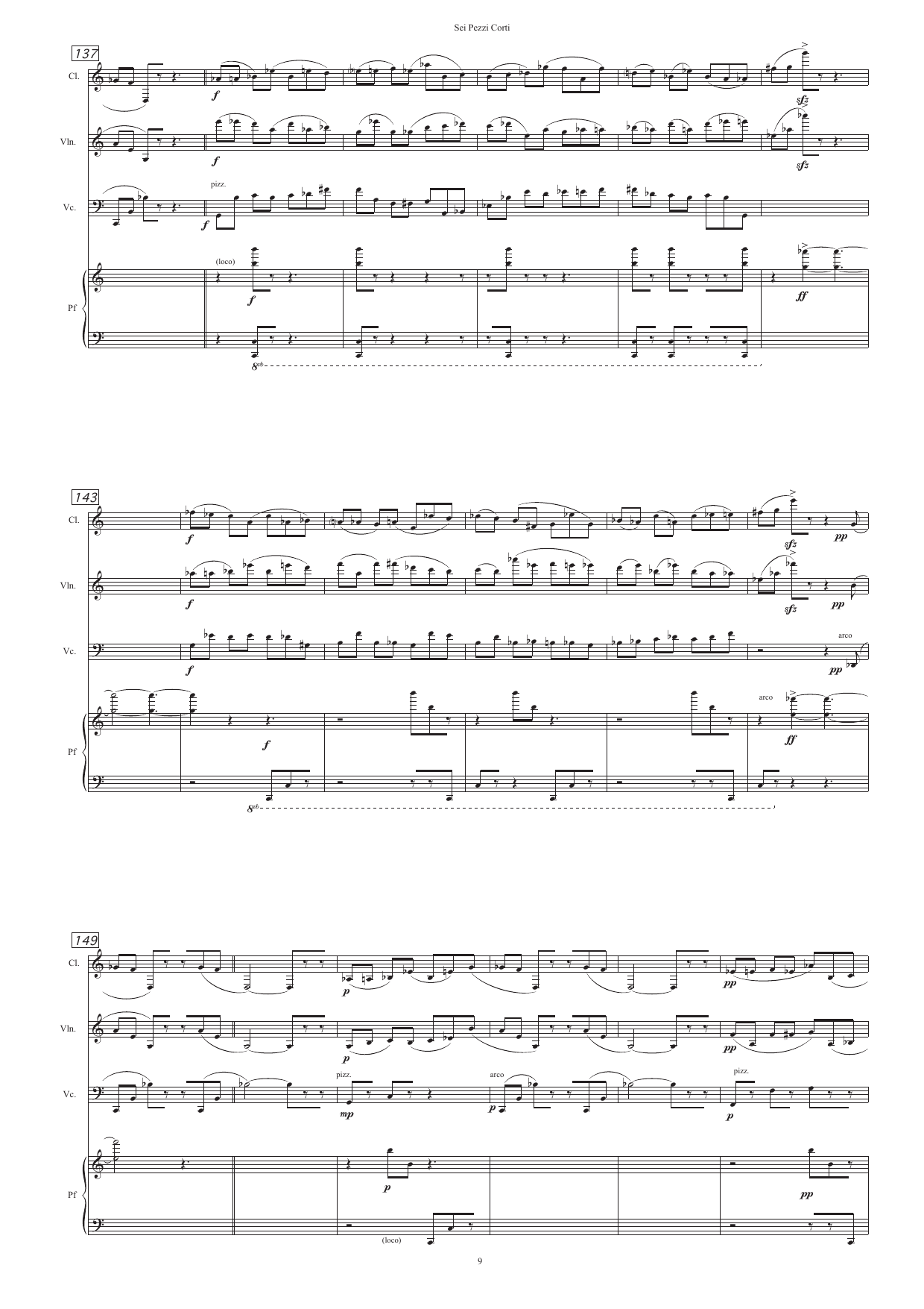 Sei pezzi corti - Quartetto per clarinetto in Sib, violino, violoncello, e pianoforte - Image 9