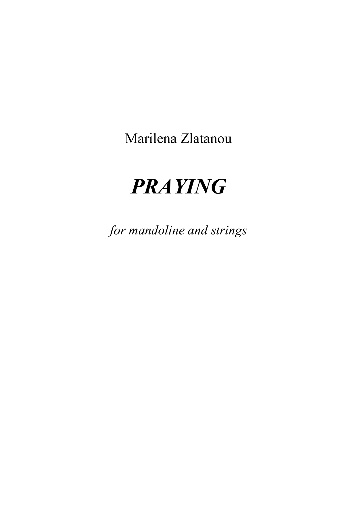 Praying - For mandolin and strings