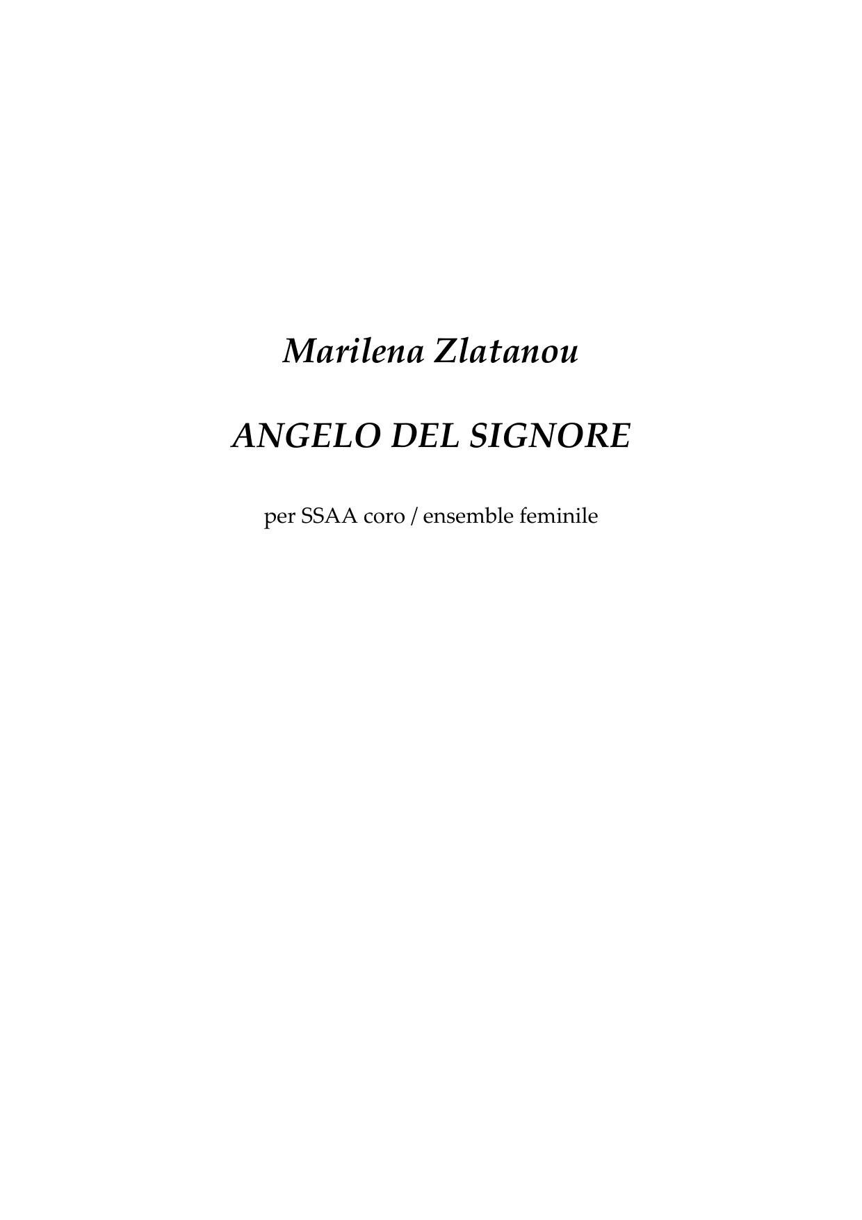 Angelo del Signore - per SSAA coro / ensemble feminile