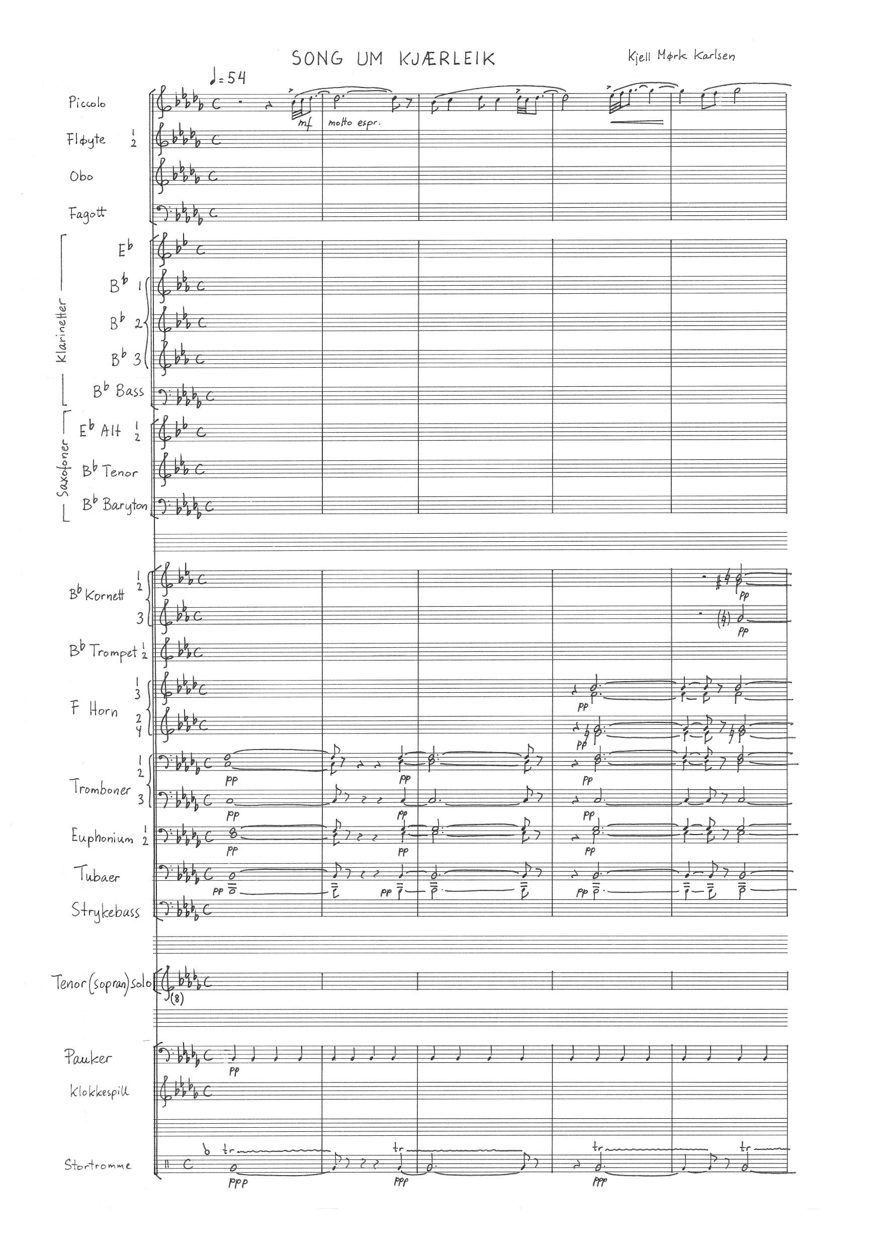 Song um kjærleik for tenor (sopran) og symfonisk janitsjarorkester, op. 84, nr. 1 - Bilde 3