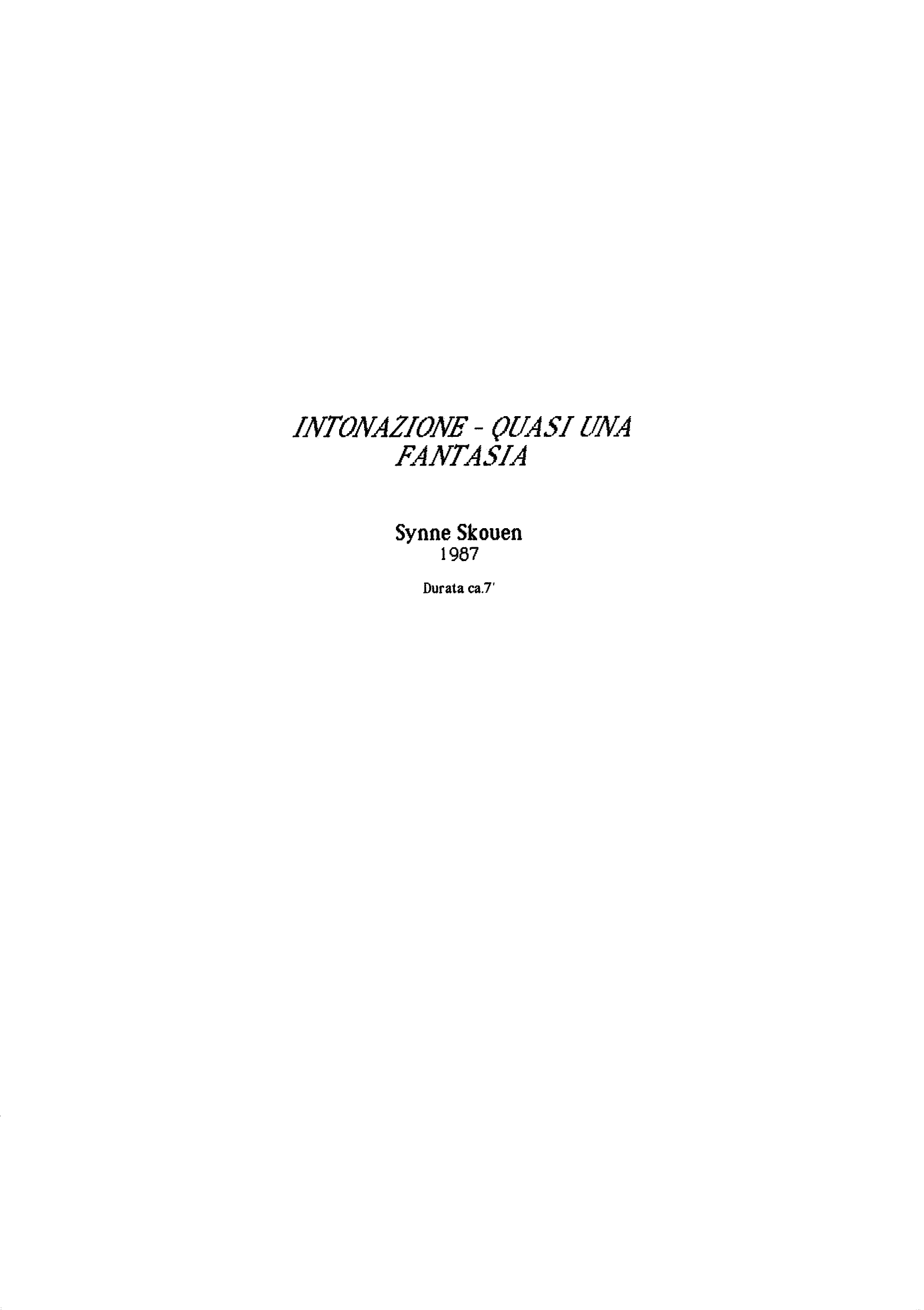 Intonazione - quasi una fantasia