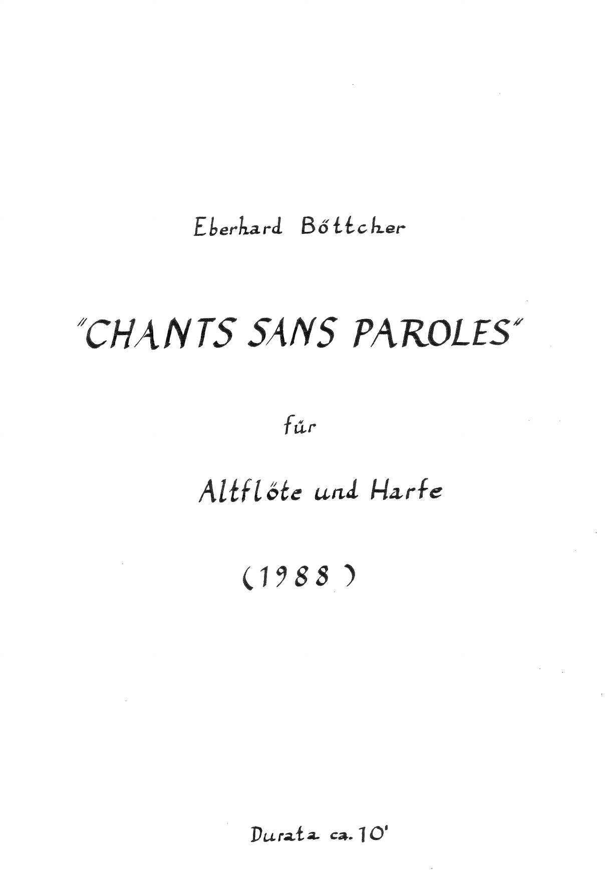Chants sans paroles für Altflöte und Harfe