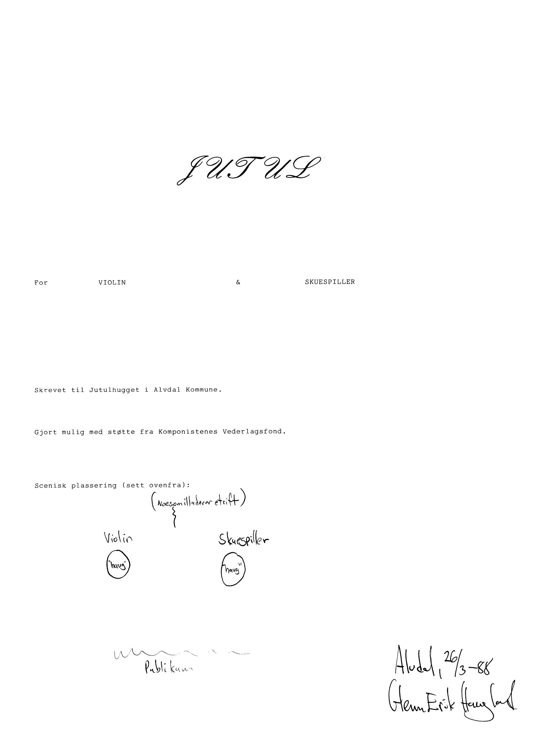 Jutul - For violin & skuespiller