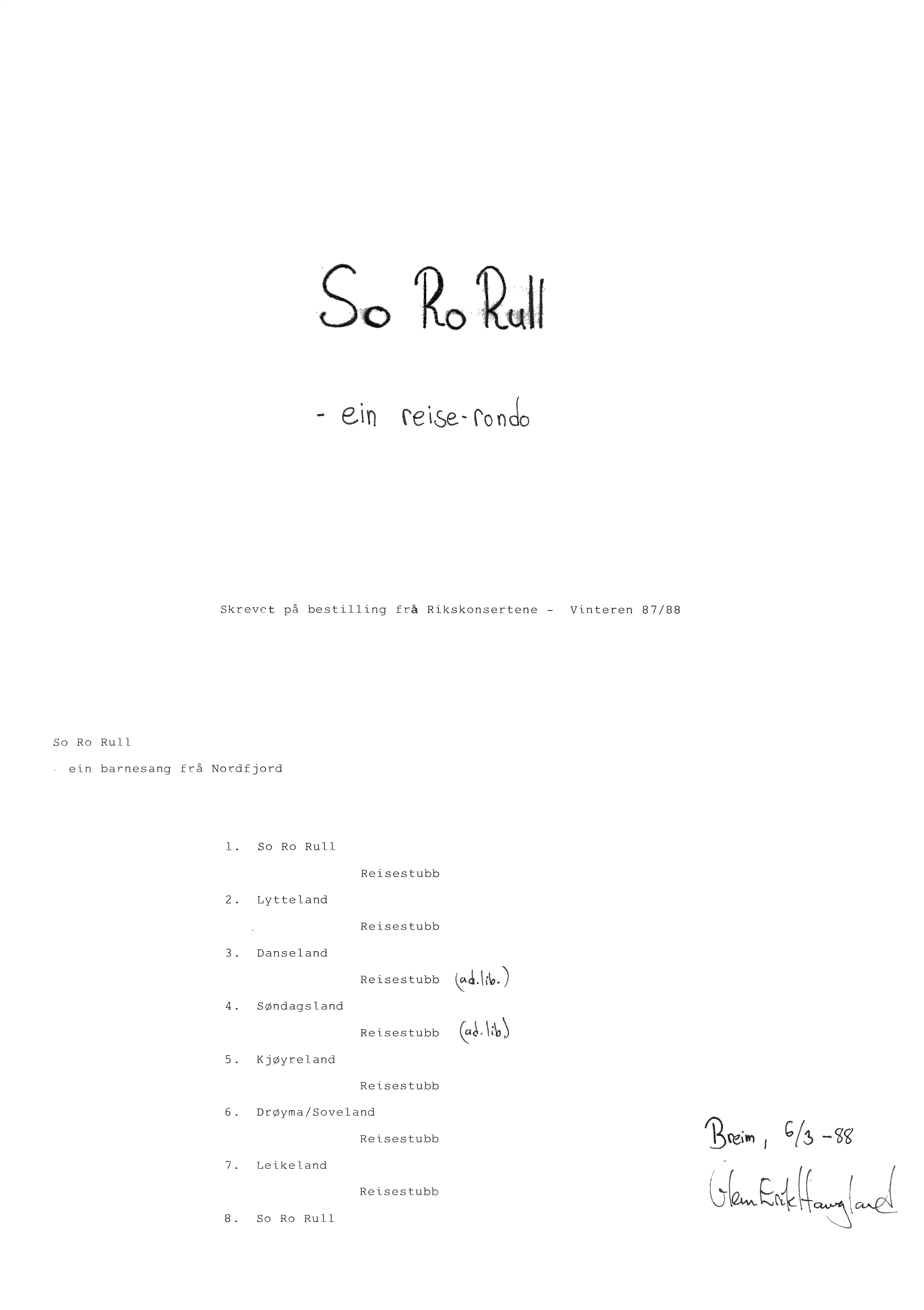 So ro rull - Ein reise-rondo for barn
