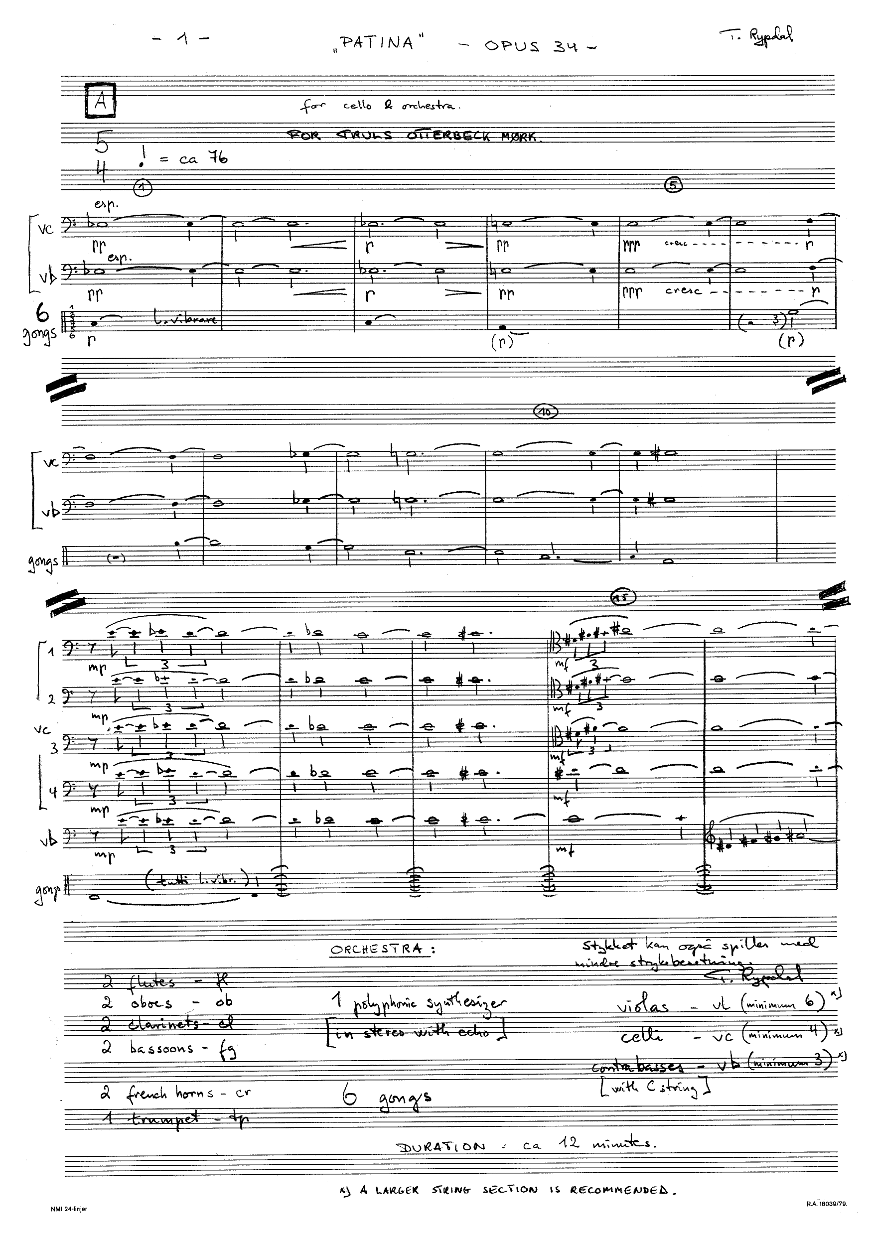 Patina for Cello and Orchestra, op. 34