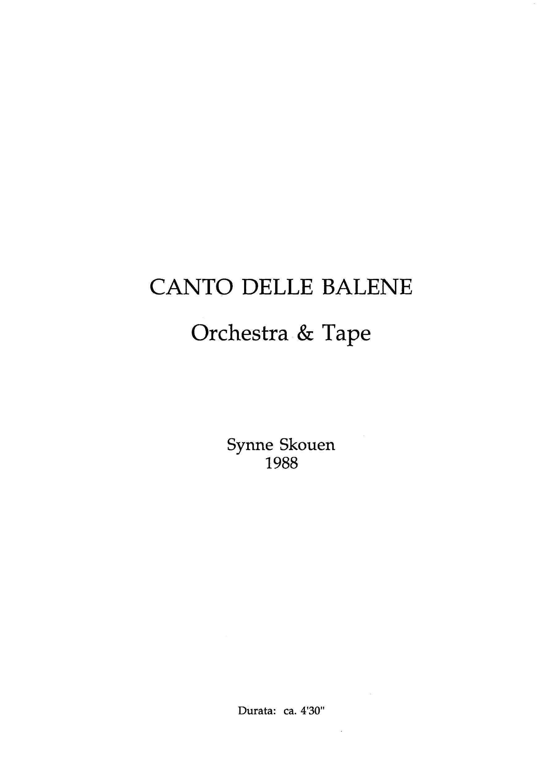 Canto delle Balene - Orchestra & Tape