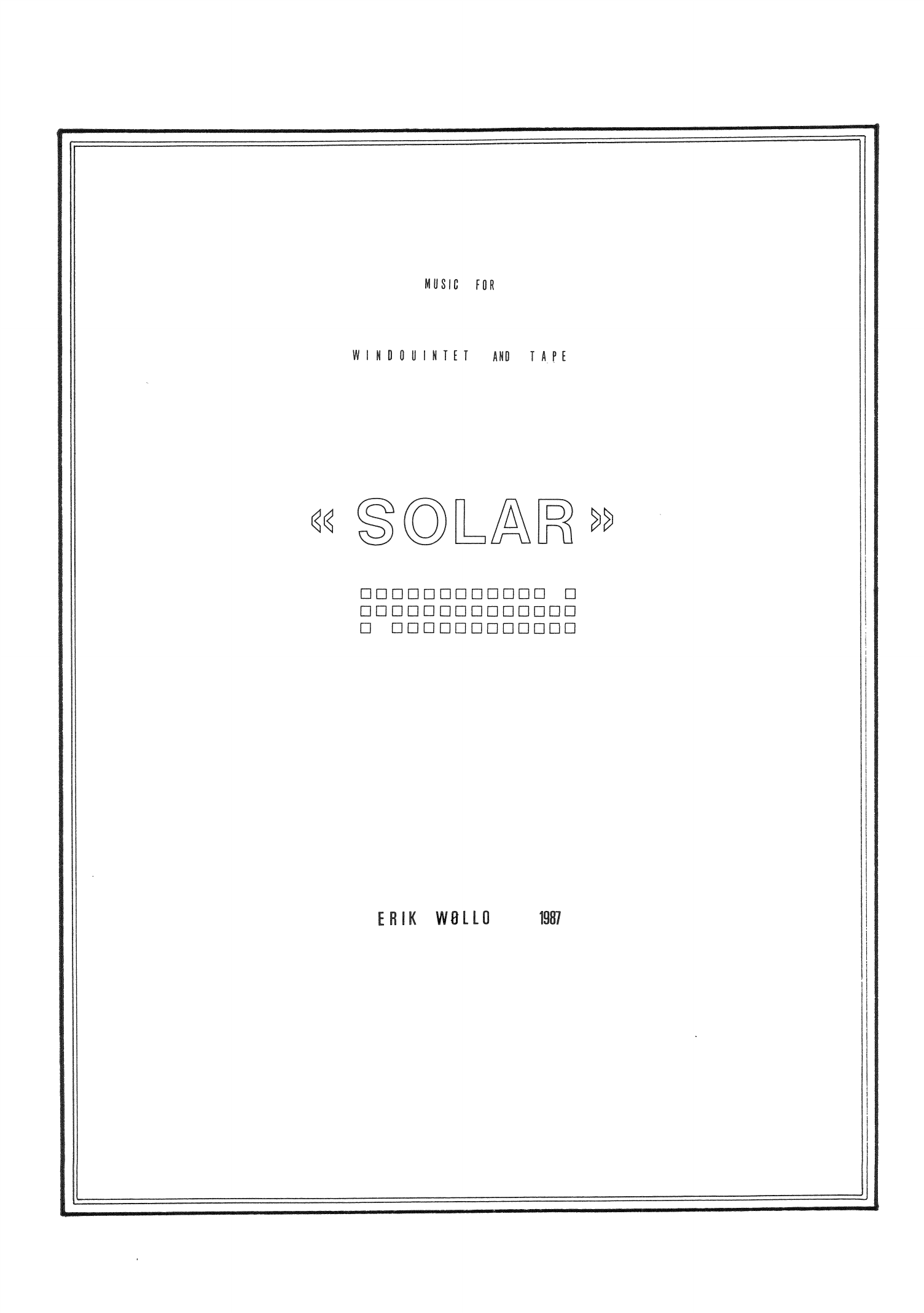 Solar - Music for wind quintet and tape
