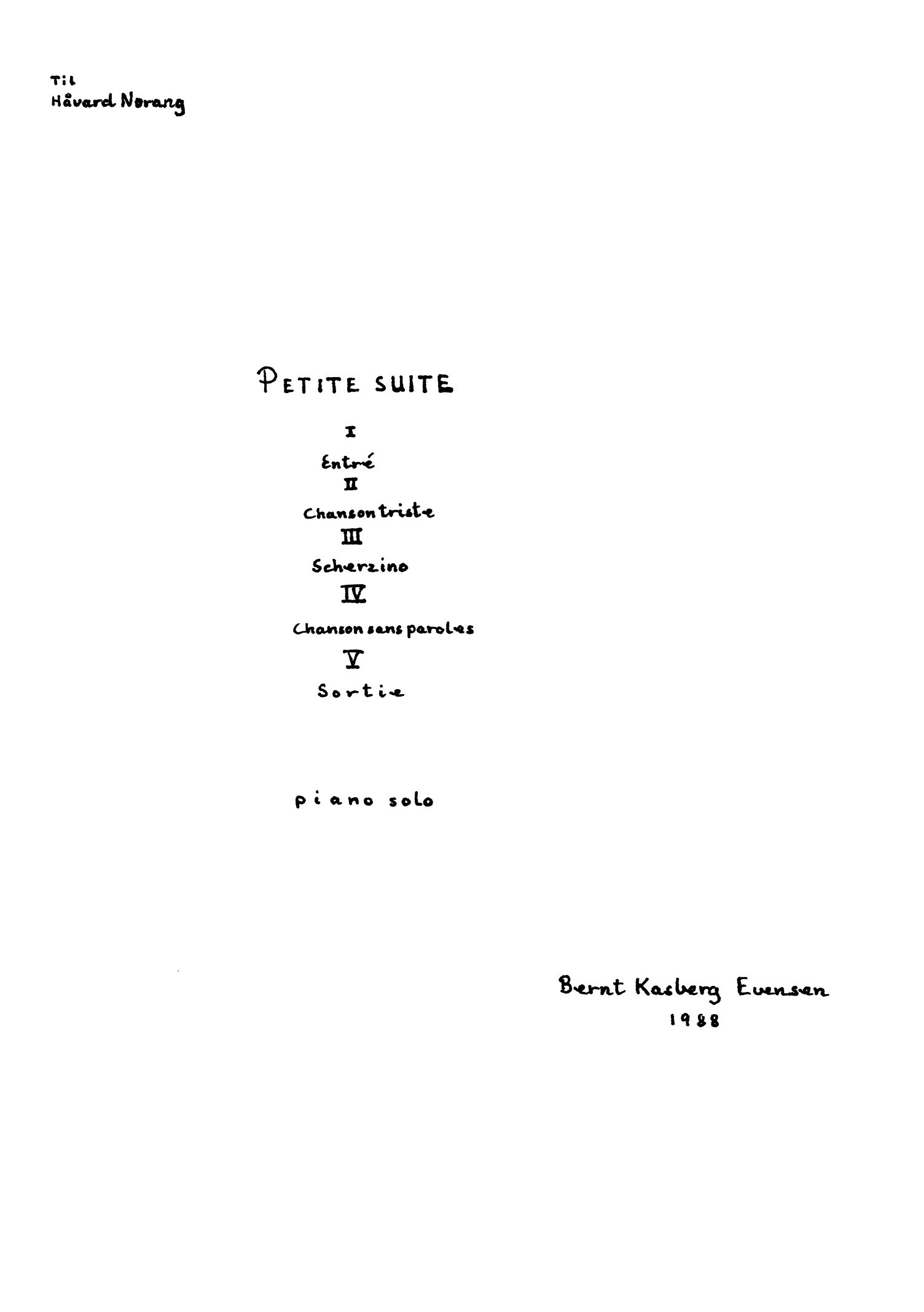 Petite suite - piano solo