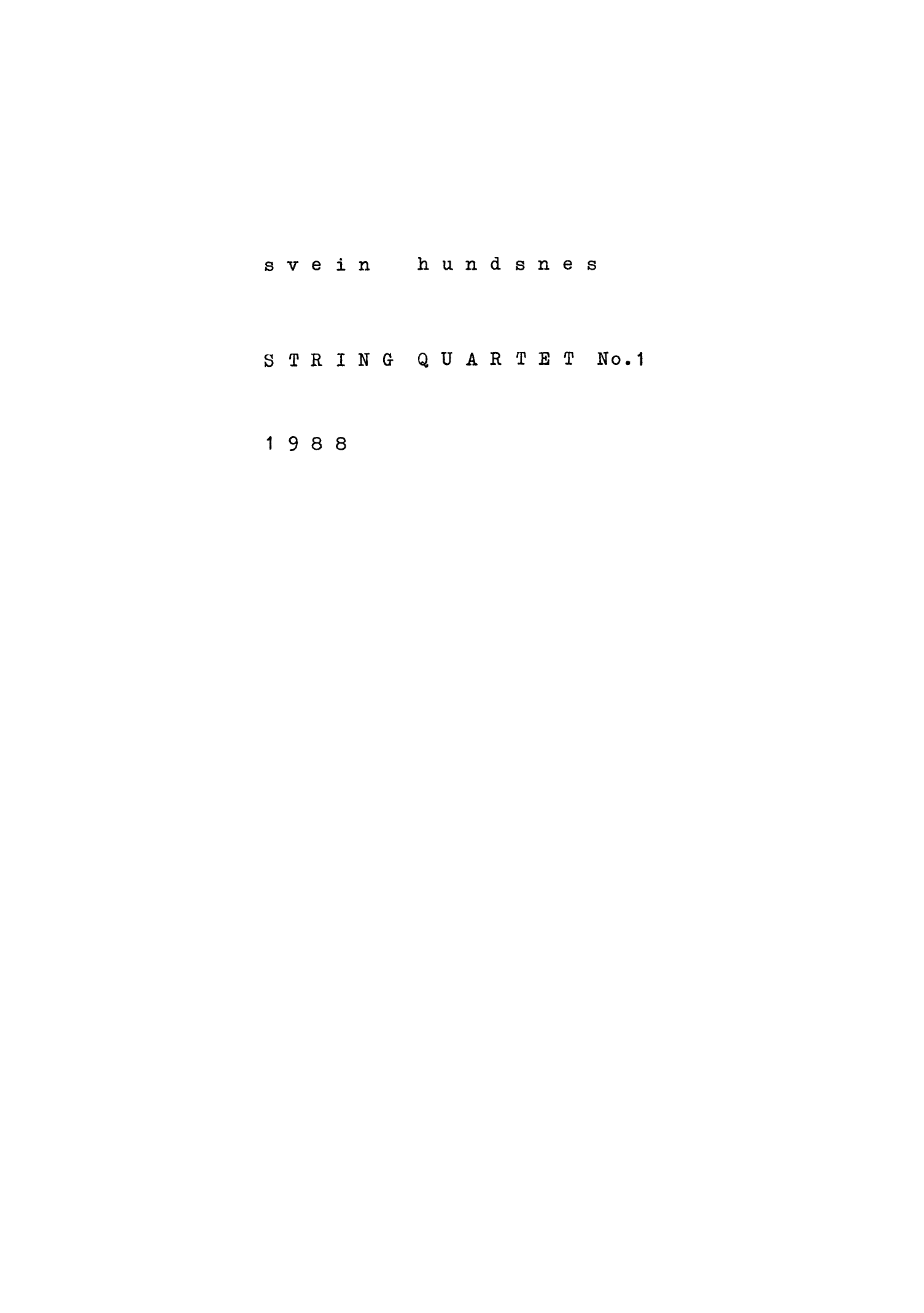 String Quartet No 1