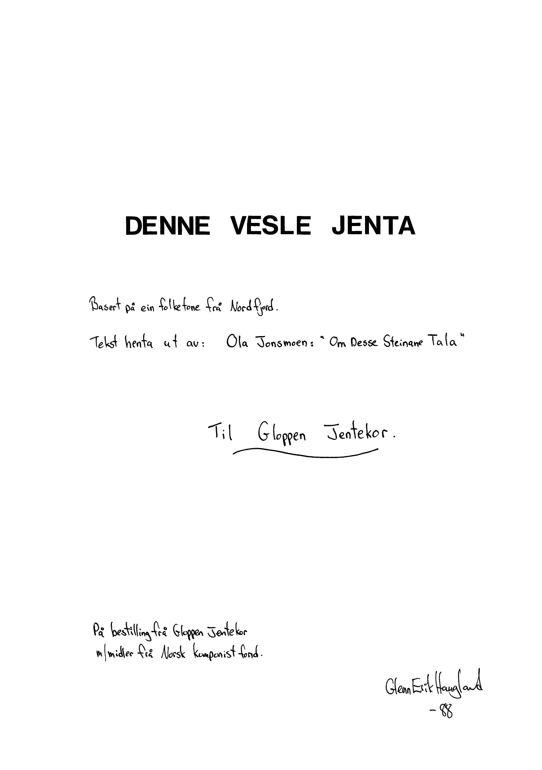 Denne vesle jenta - Basert på ein folketone frå Nordfjord
