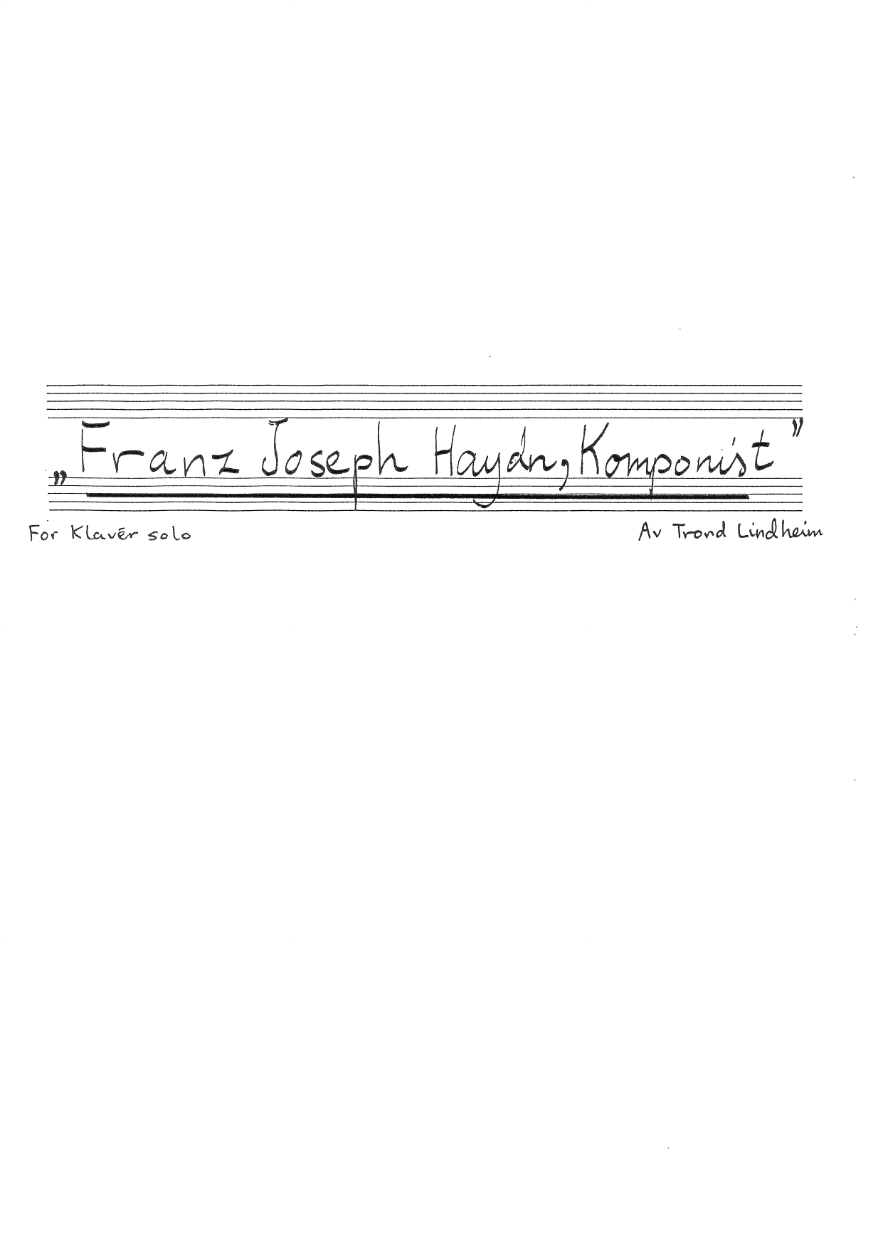 Franz Joseph Haydn, Komponist - For Klavér Solo