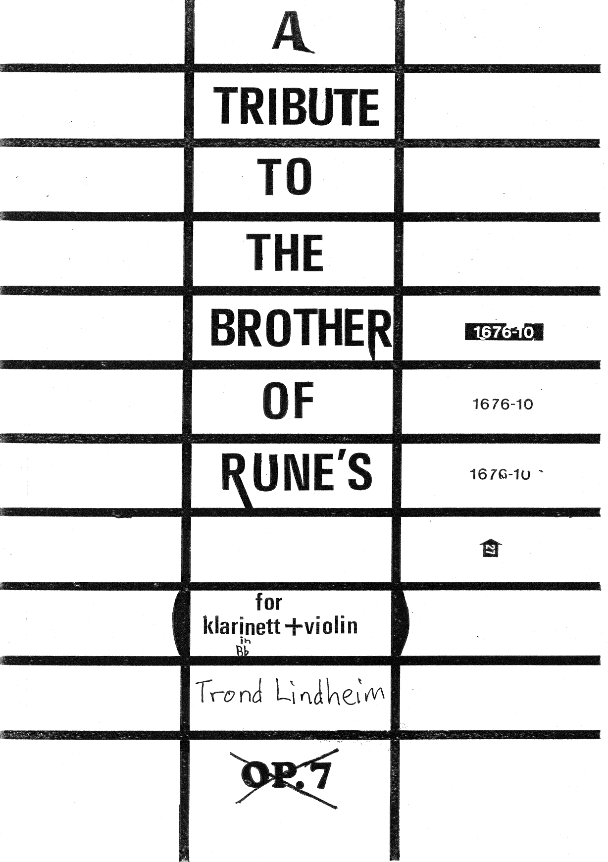 A Tribute to the Brother of Rune's - For Clarinet in Bb and Violin