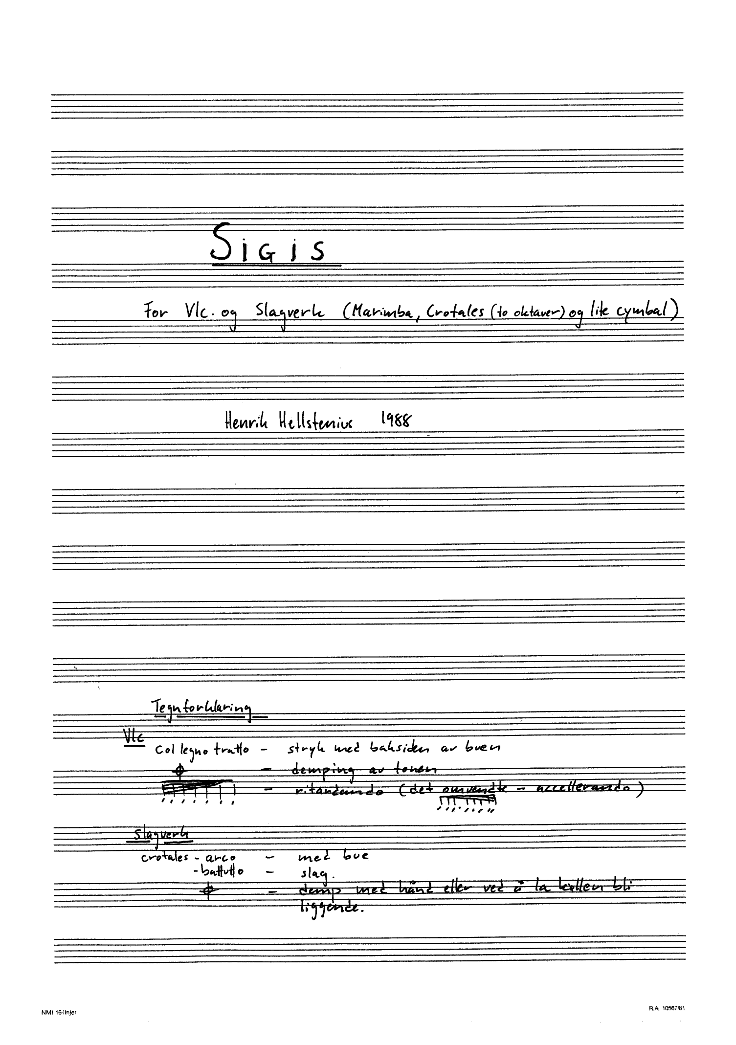 Sigis - For cello og slagverk
