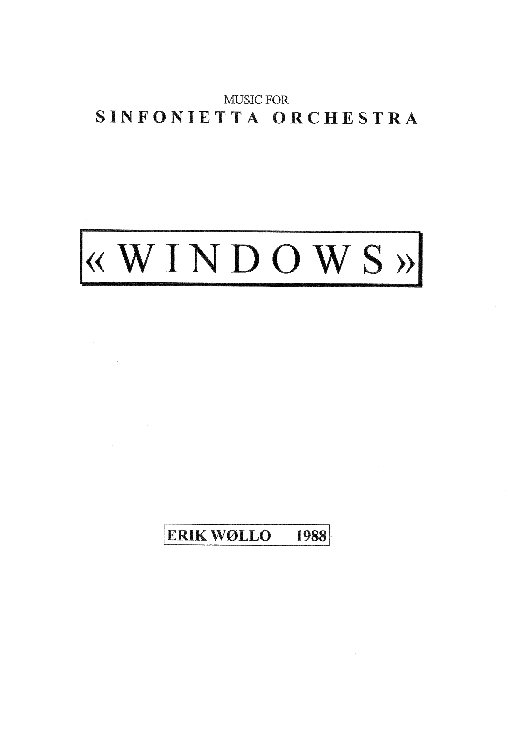 Windows - Music for Sinfonietta Orchestra