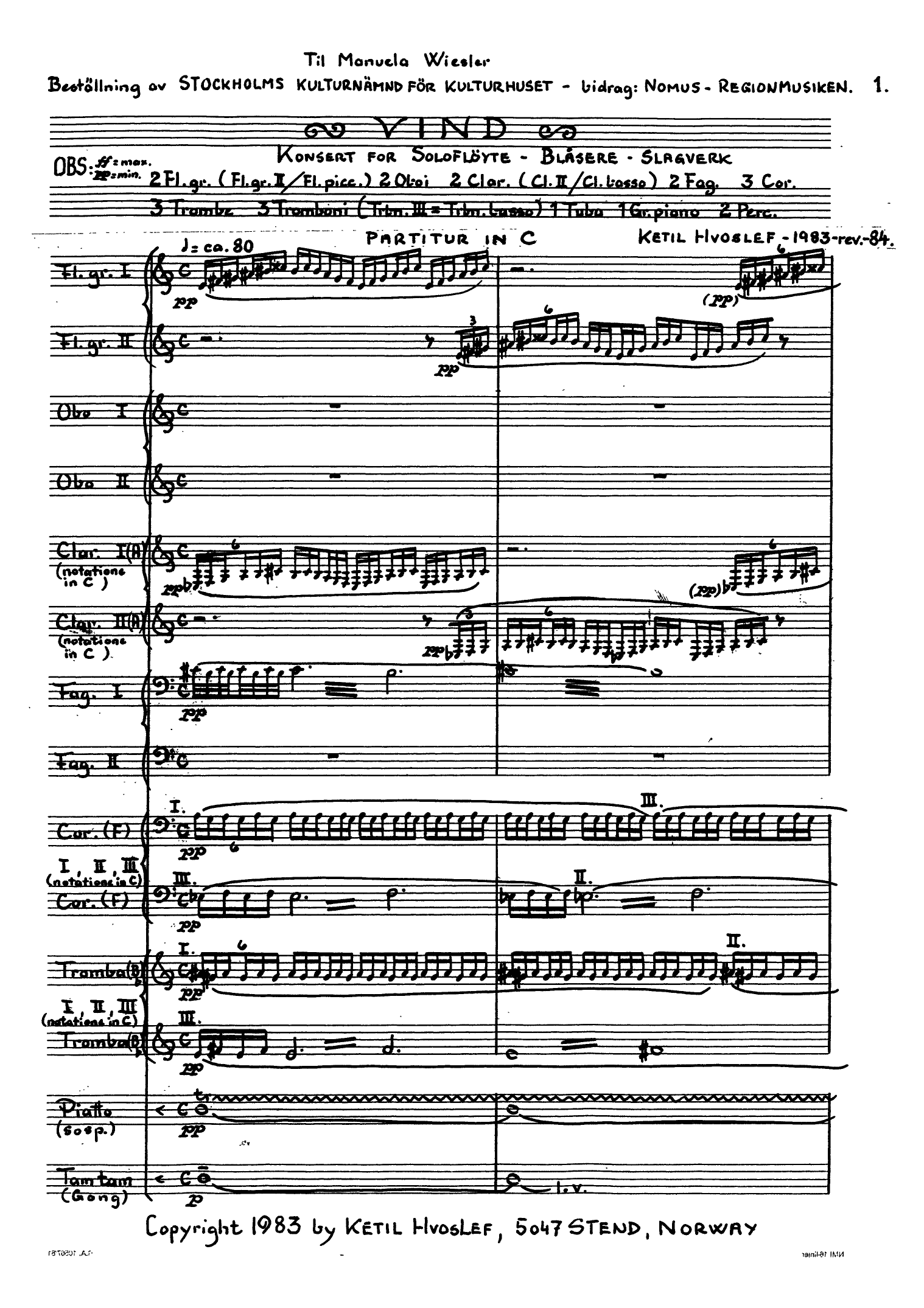 Vind : Concerto for Flute, Winds, Percussion