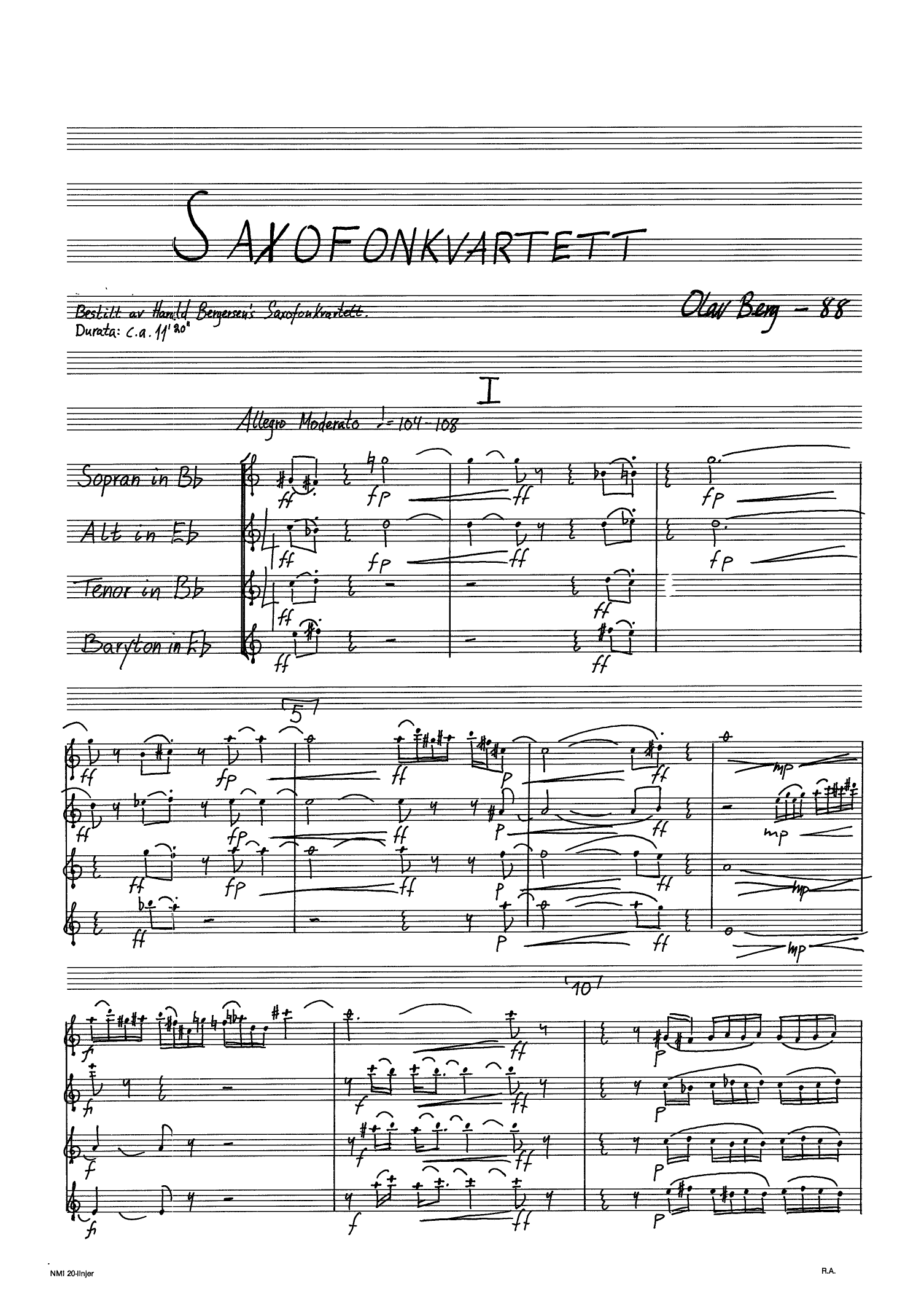 Quartet for Saxophones