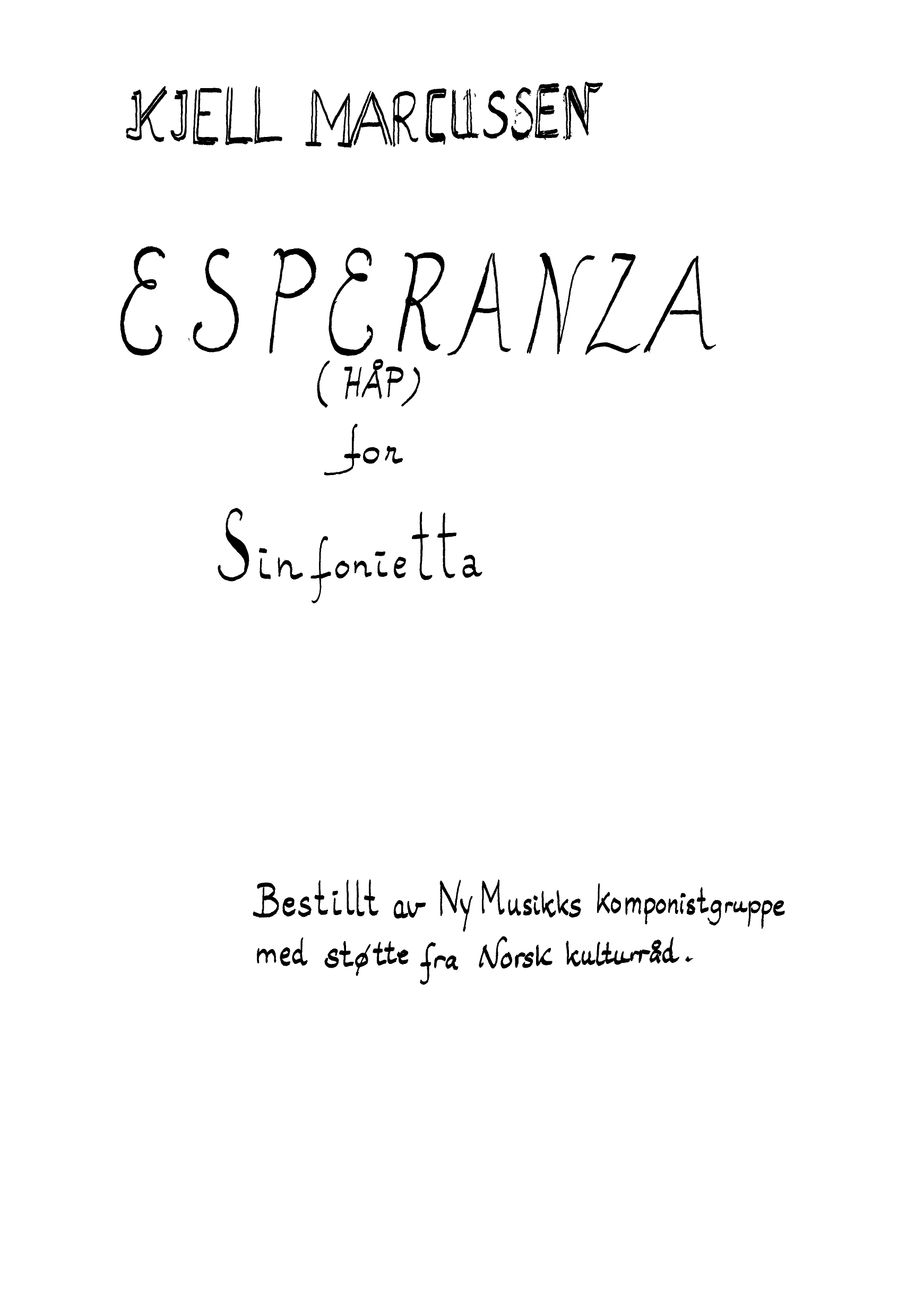 Esperanza for Sinfonietta