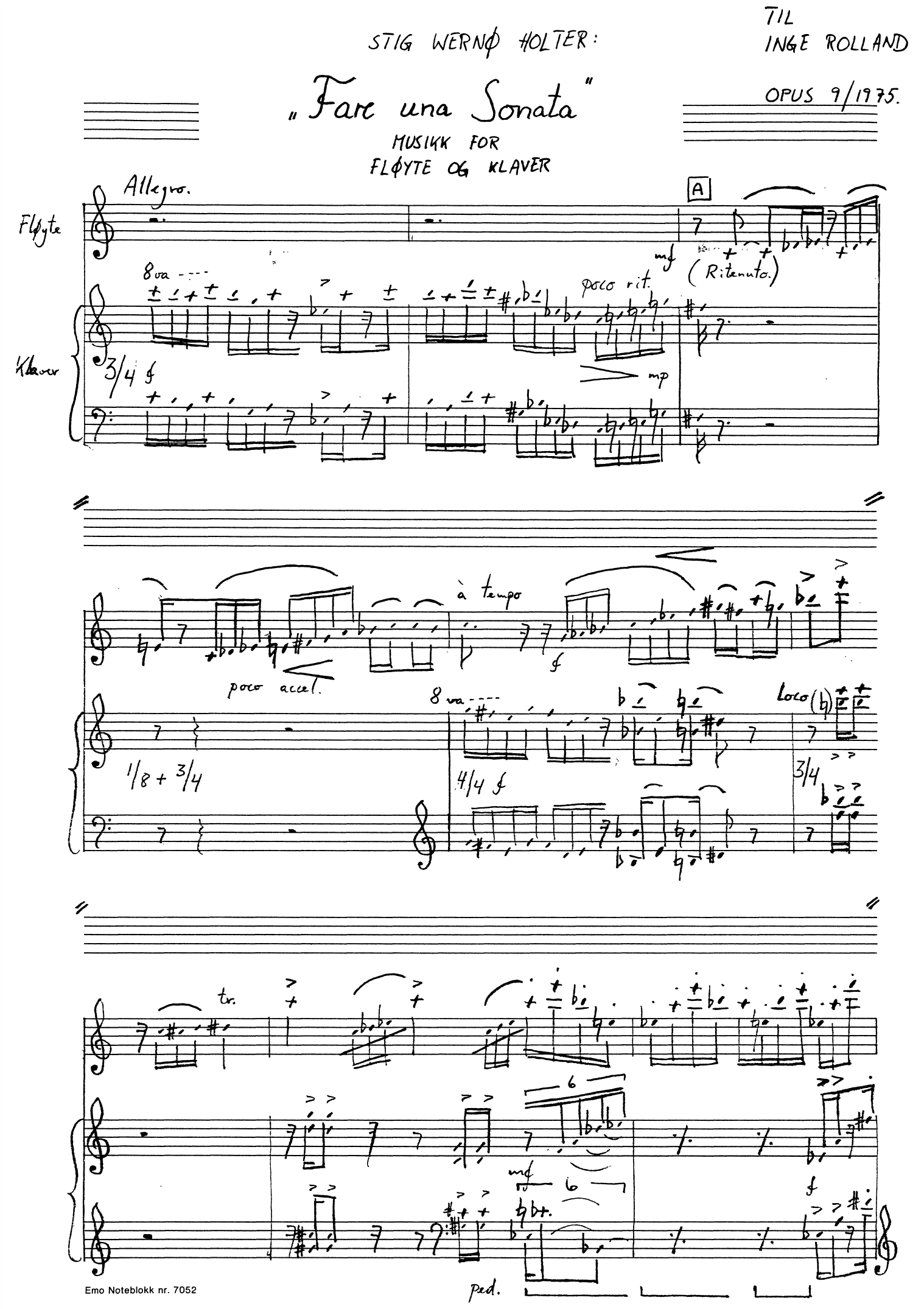 Fare una sonata - Musikk for fløyte og klaver, op. 9