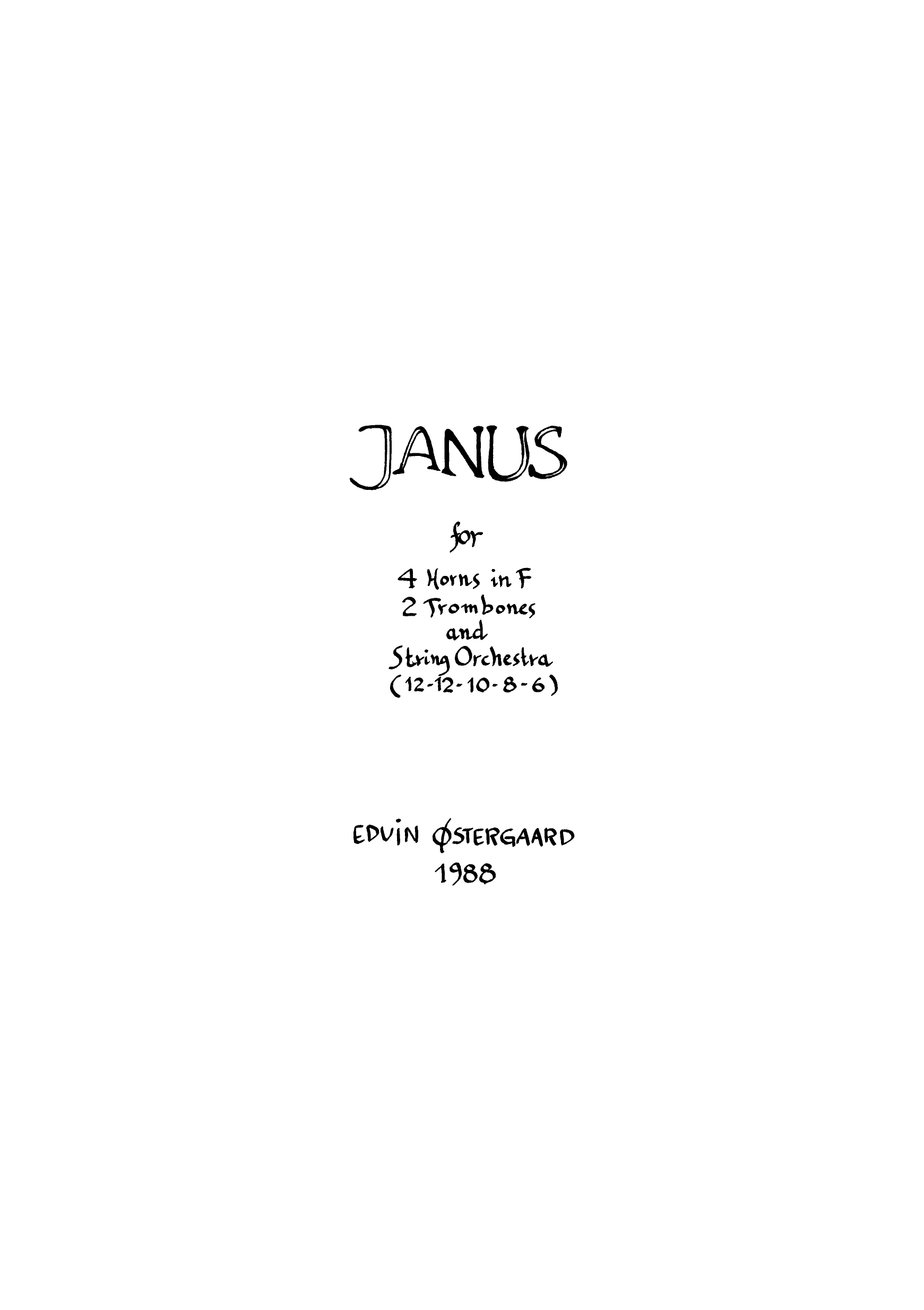 Janus for 4 Horns, 2 Trombones and String Orchestra