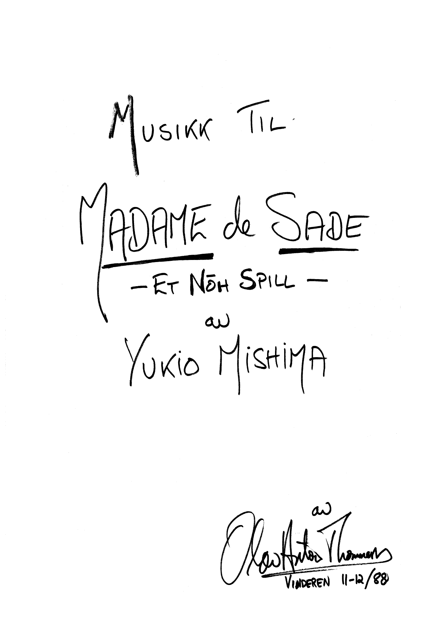 Madame de Sade : A Noh Play