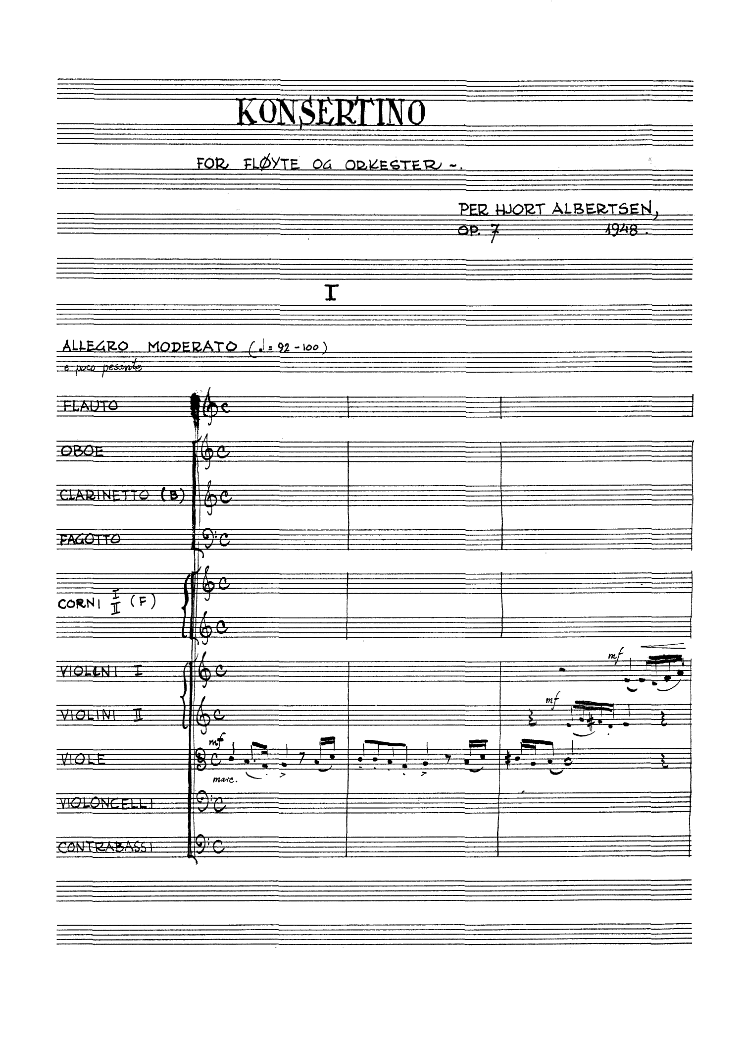 Konsertino for fløyte og orkester, op. 7