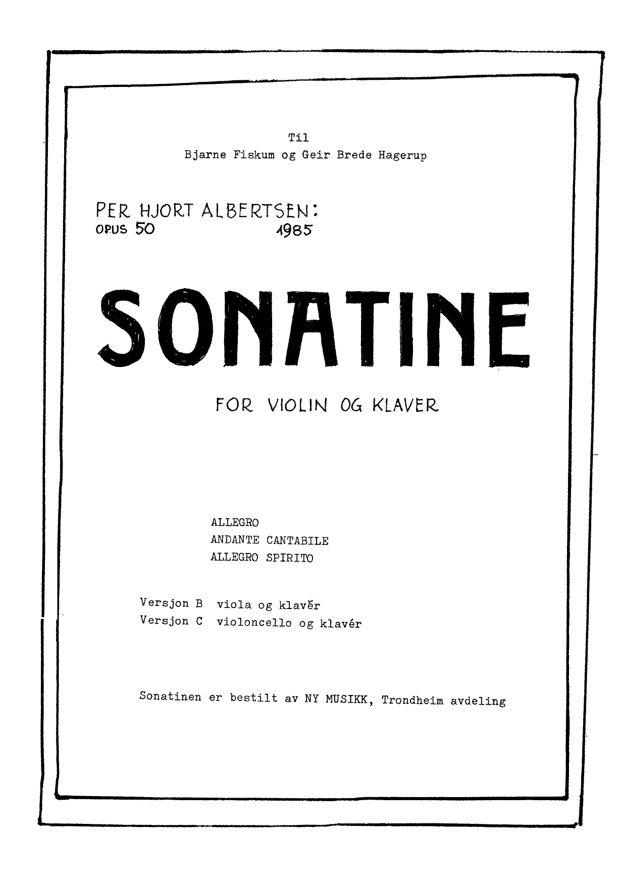 Sonatina for violin and piano, op. 50