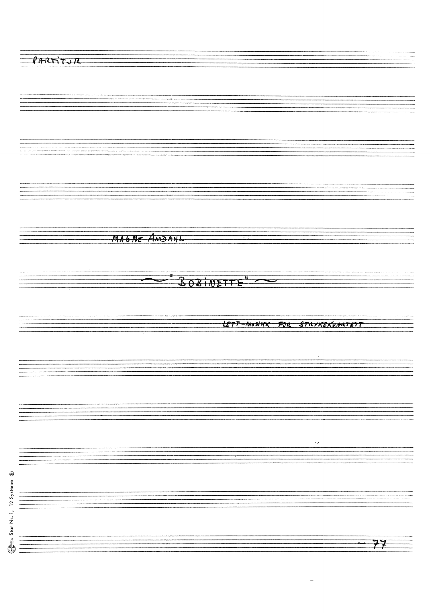 Bobinette - Lett-musikk for strykekvartett