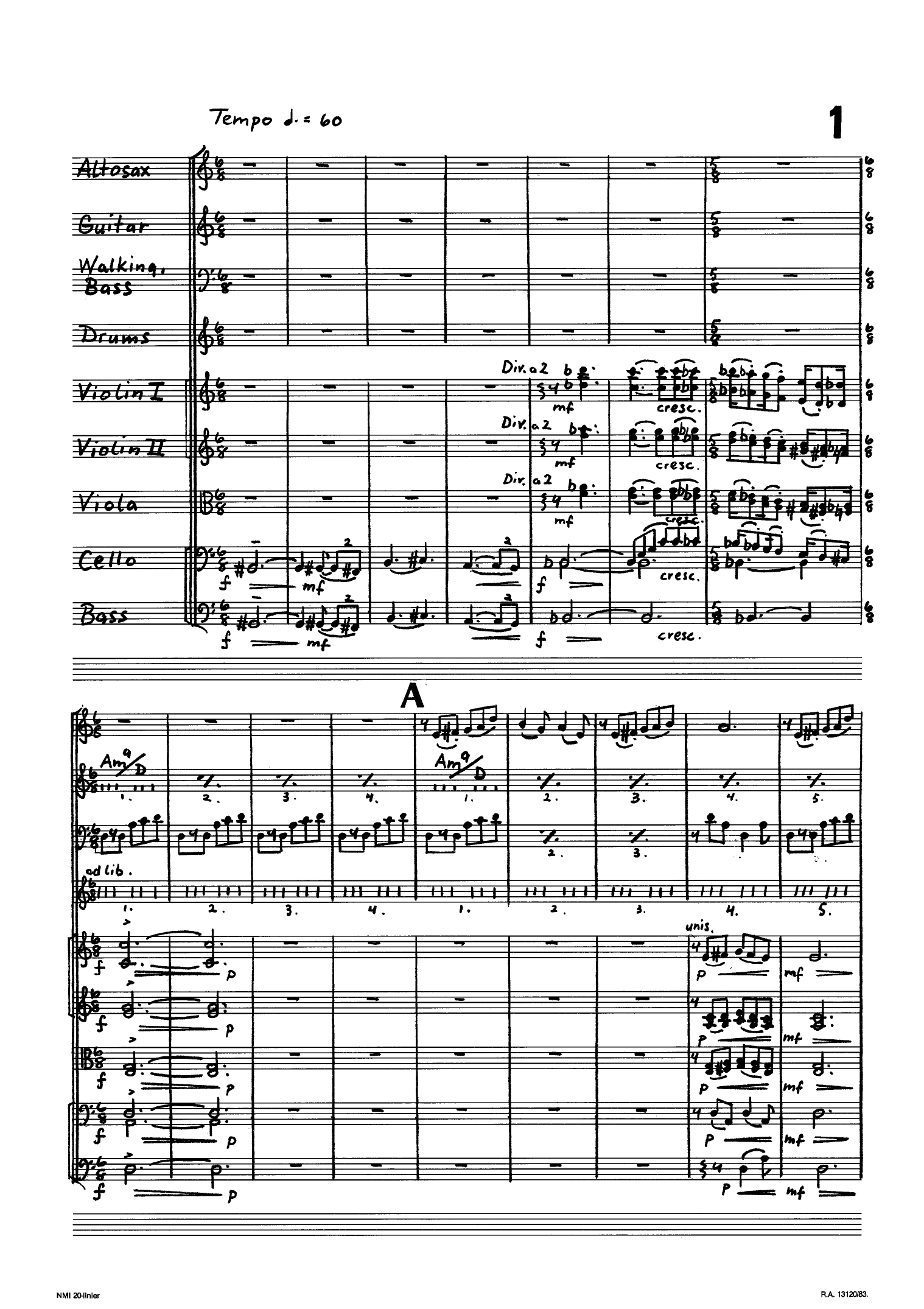 Dialogue for Altosax, Guitar, Bass, Drums and Strings - Image 2