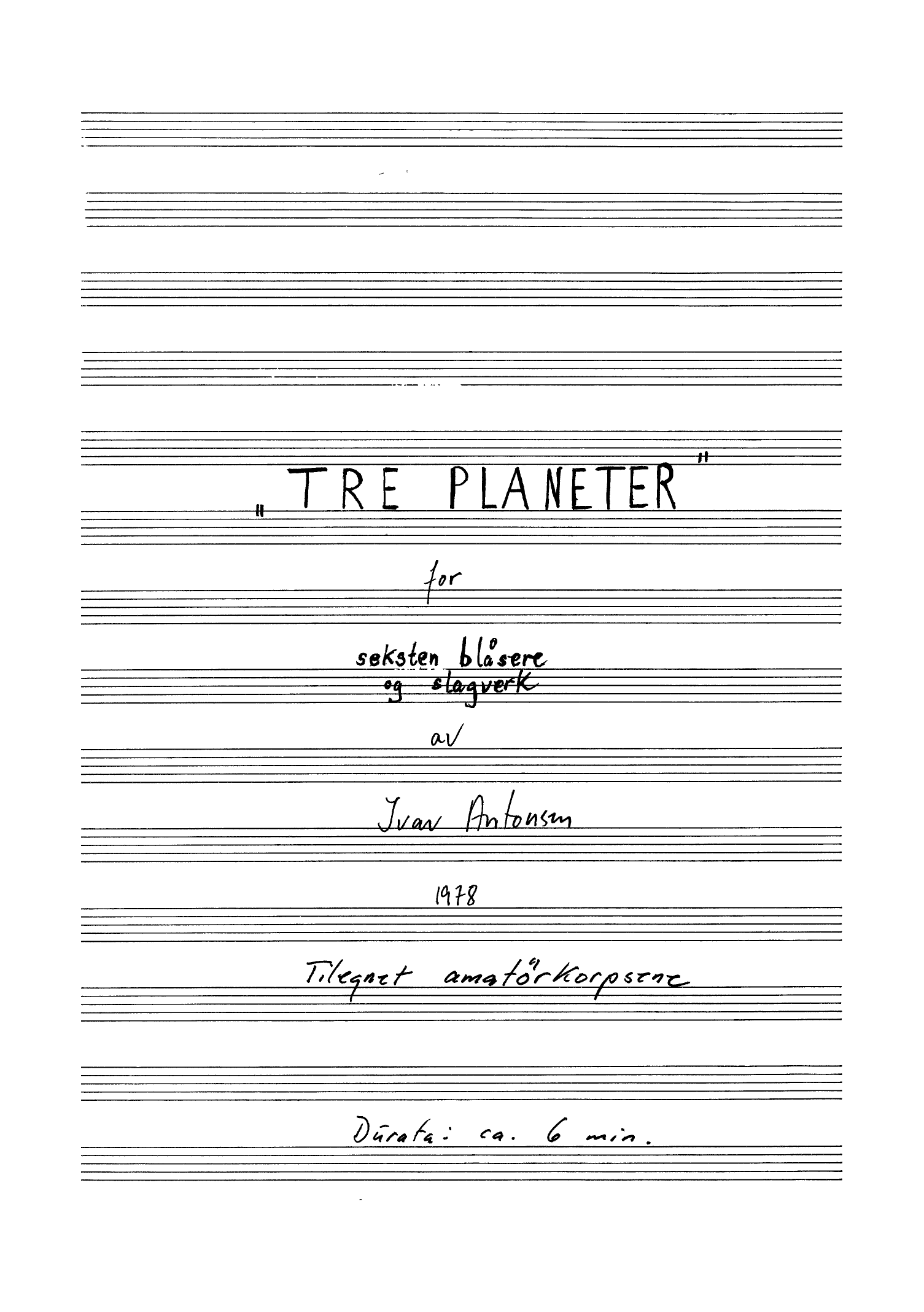 Three Planets for 16 Wind Instruments and Percussion