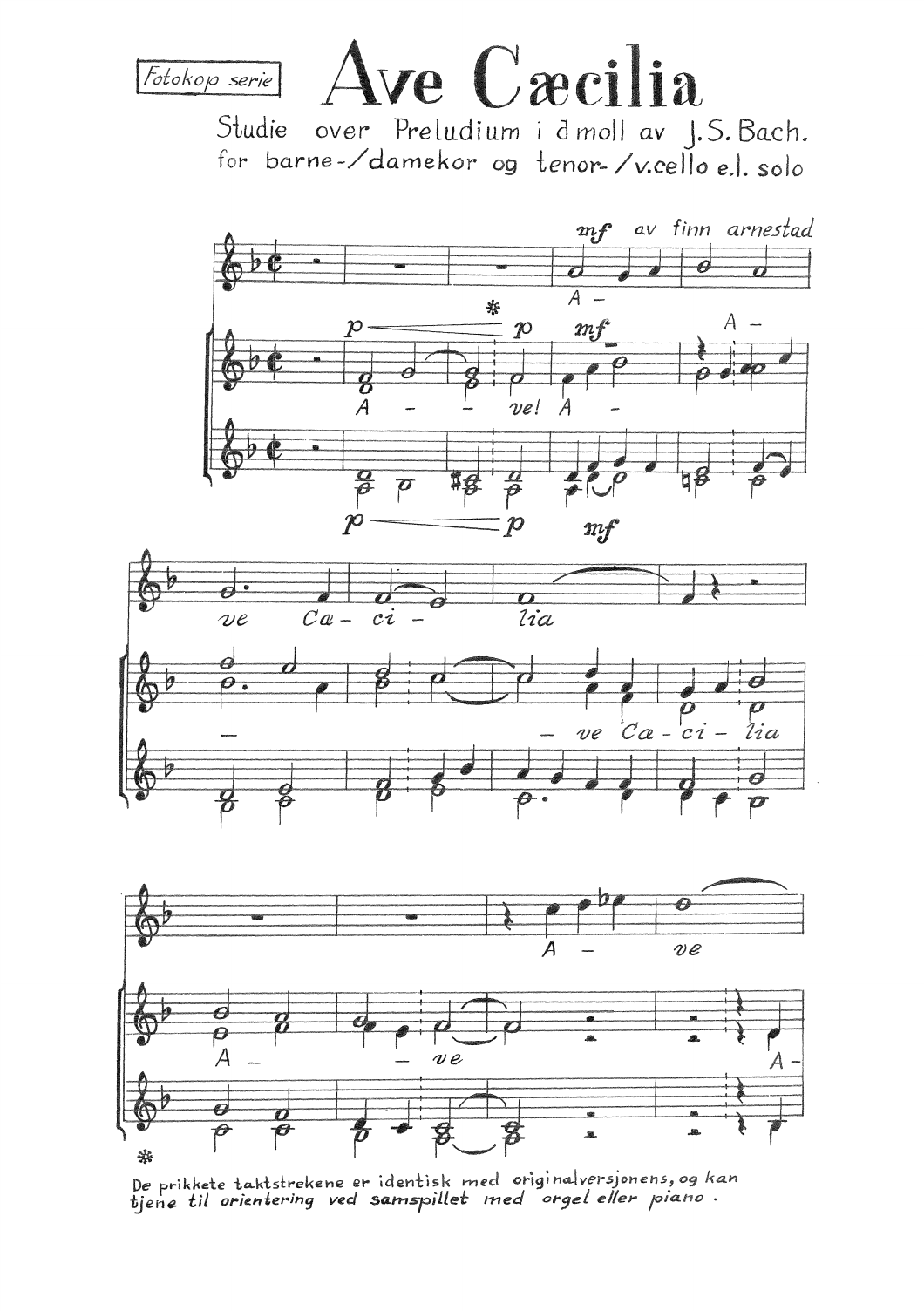 Ave Cæcilia - Studie over Preludium i d moll av J.S.Bach