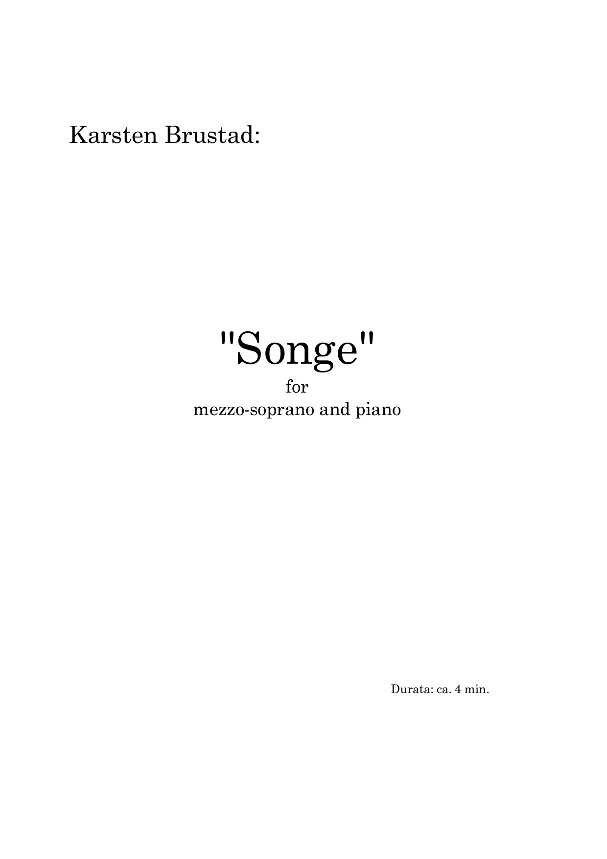 "Songe" - For mezzo-sopran og klaver