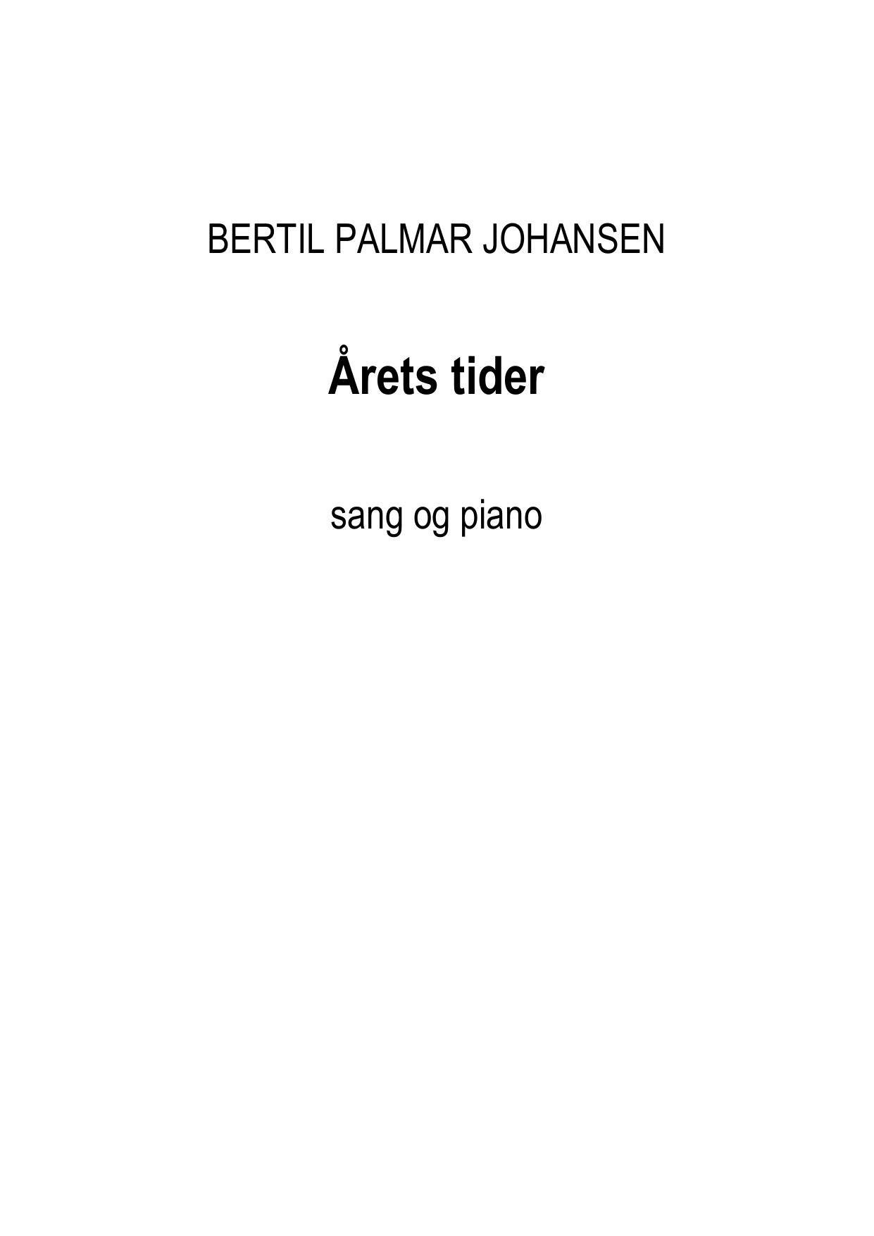Årets tider - For sang  og piano