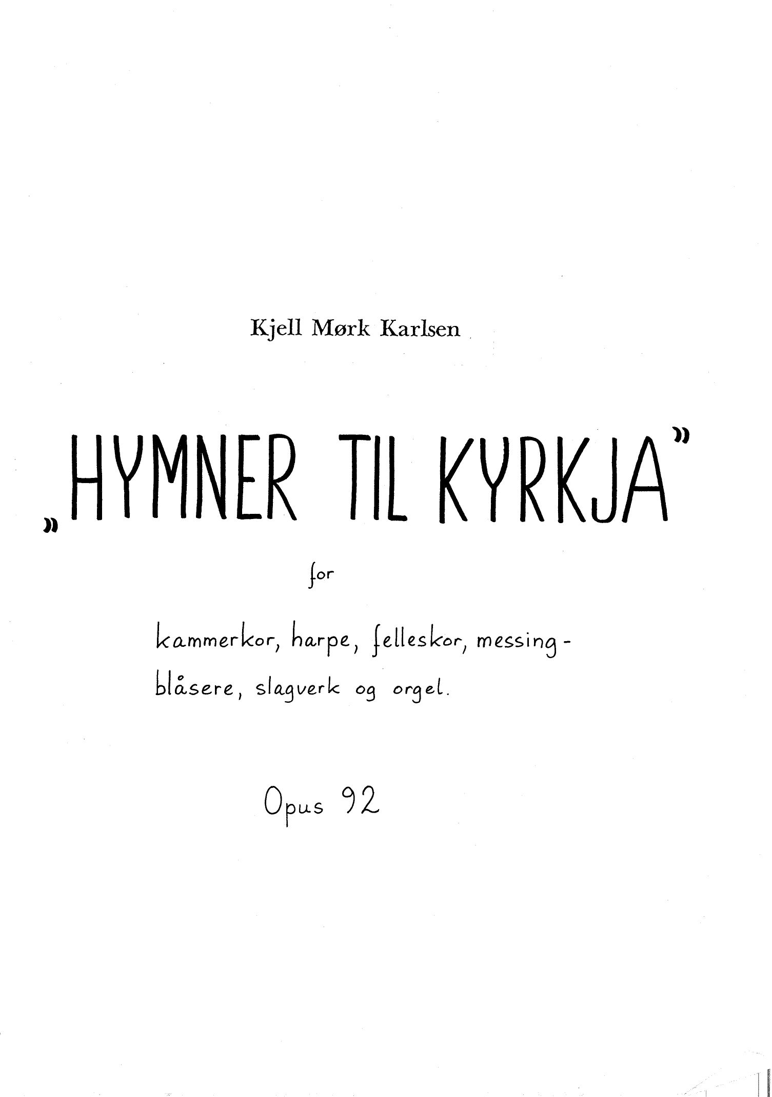 Hymns for the Church, op. 92