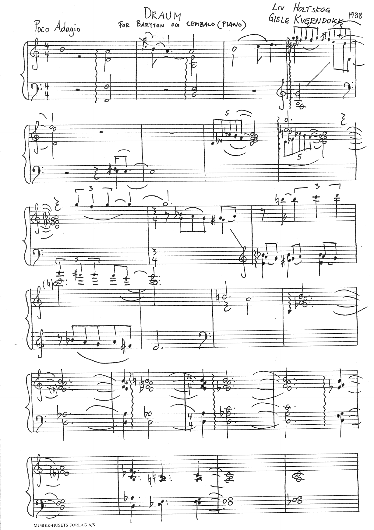 Draum - For baryton og cembalo (piano) - Bilde 3