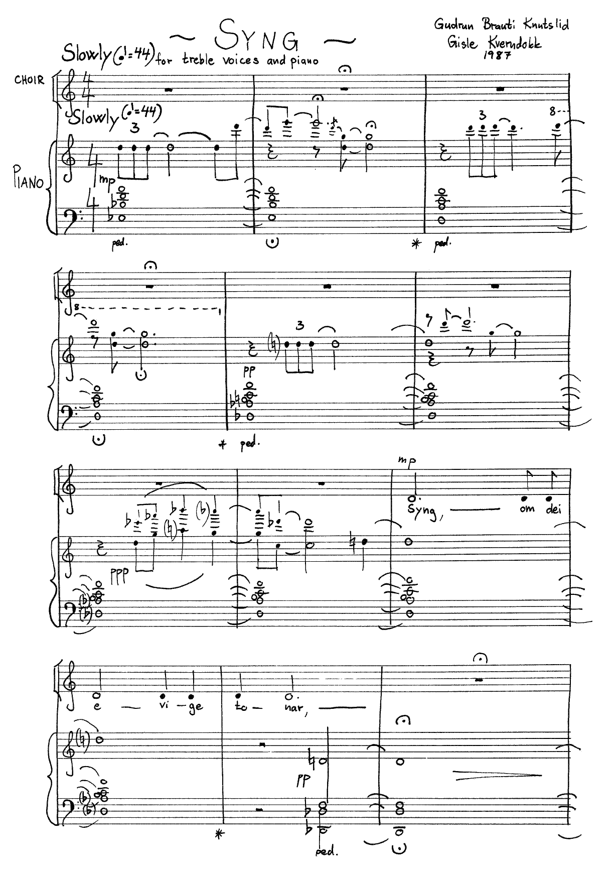 Syng - For treble voices and Piano