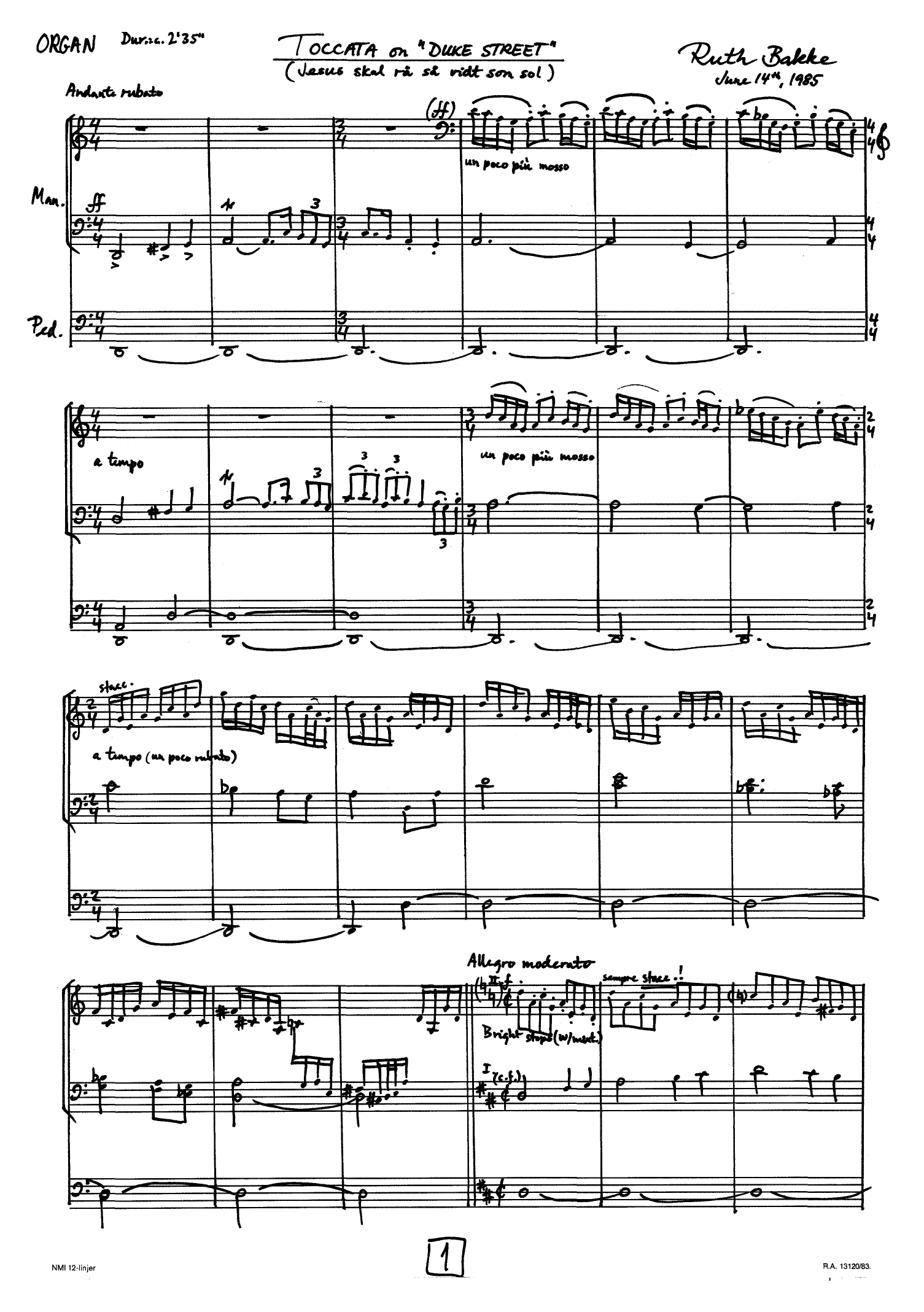 Toccata on "Duke Street"