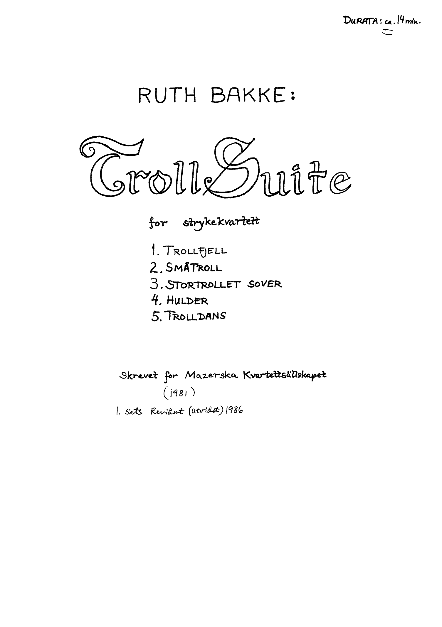 Troll-suite for strykekvartett