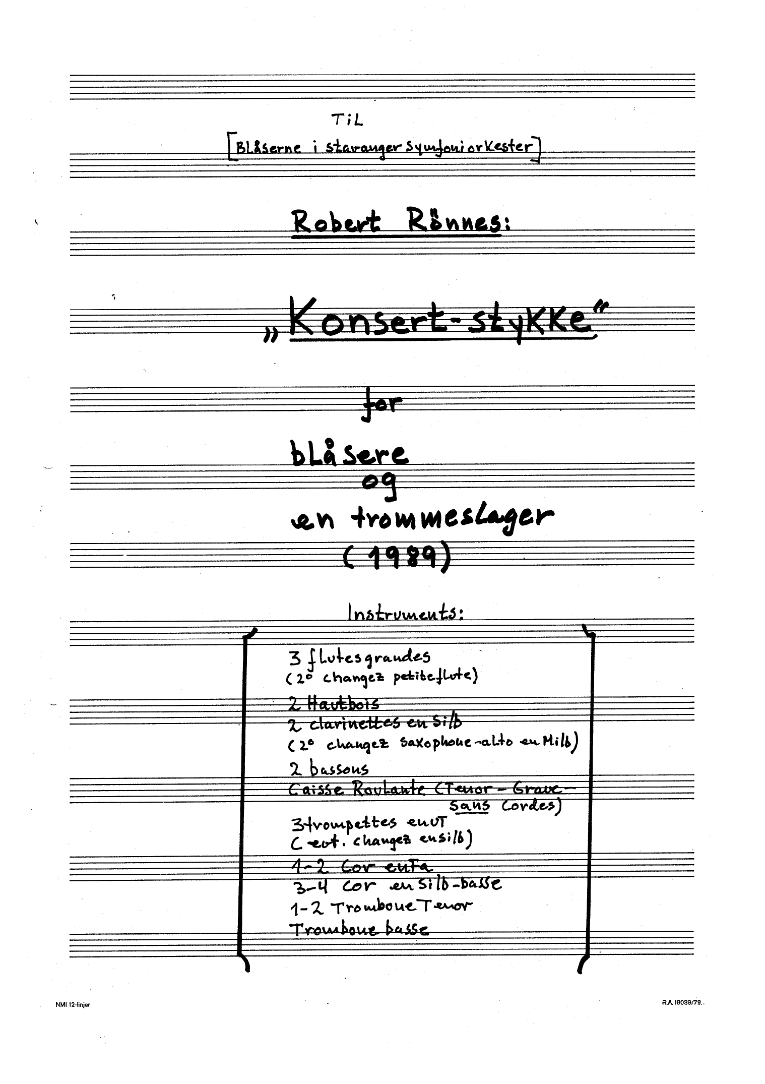 Konsertstykke for blåsere og en trommeslager