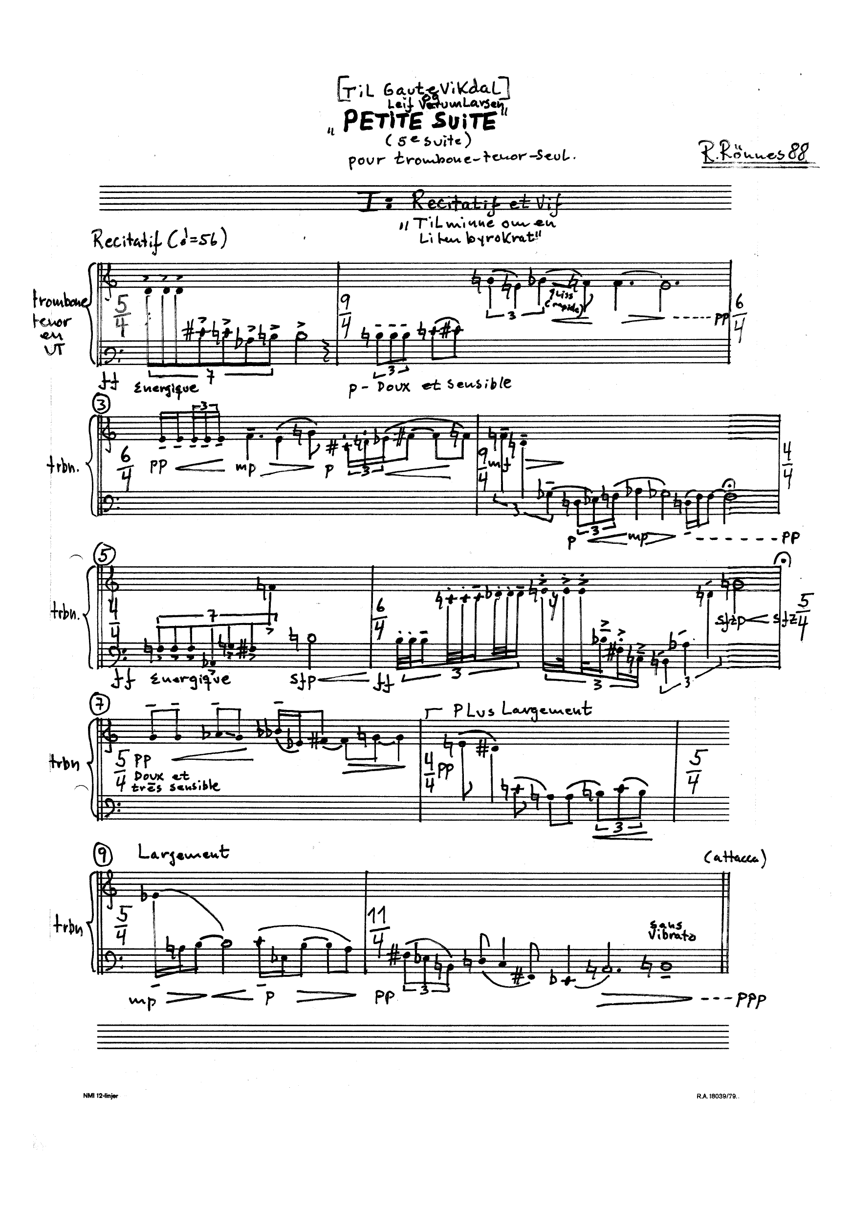 Petite suite pour trombone-tenor seul - Bilde 3
