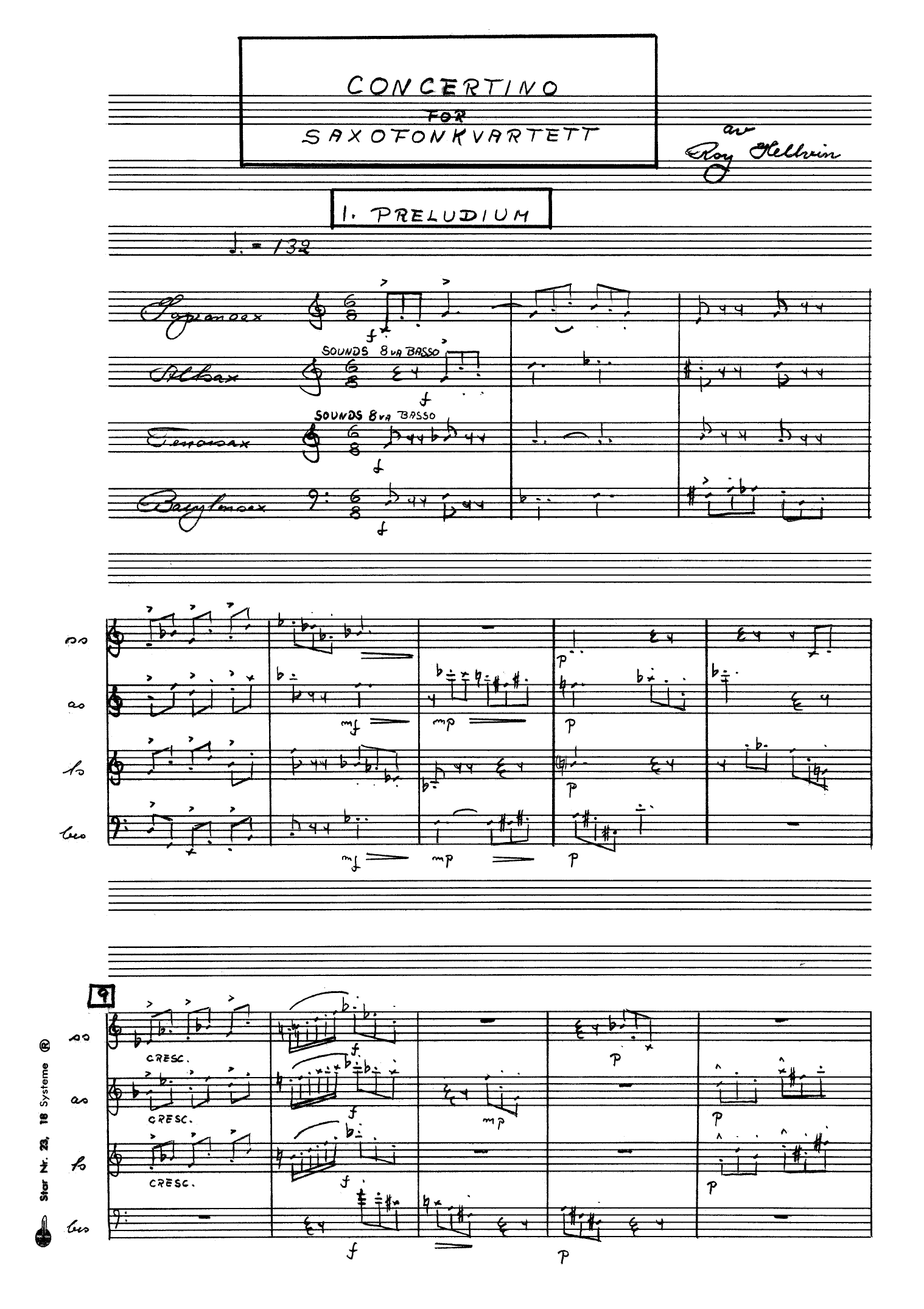 Concertino for Saxophone Quartet