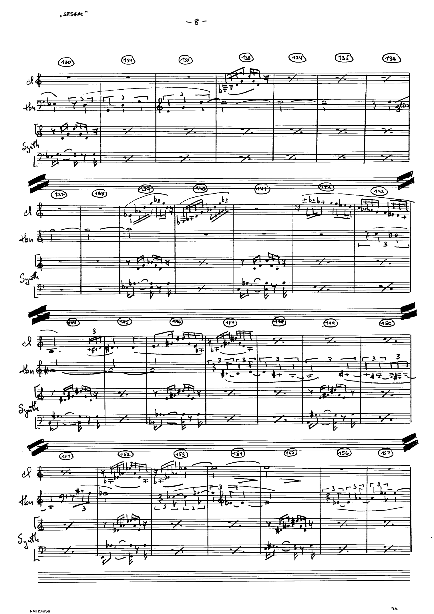 Sesam for Clarinet, Trombone, Grand Piano / Synthesizer, Op. 47 - Image 8