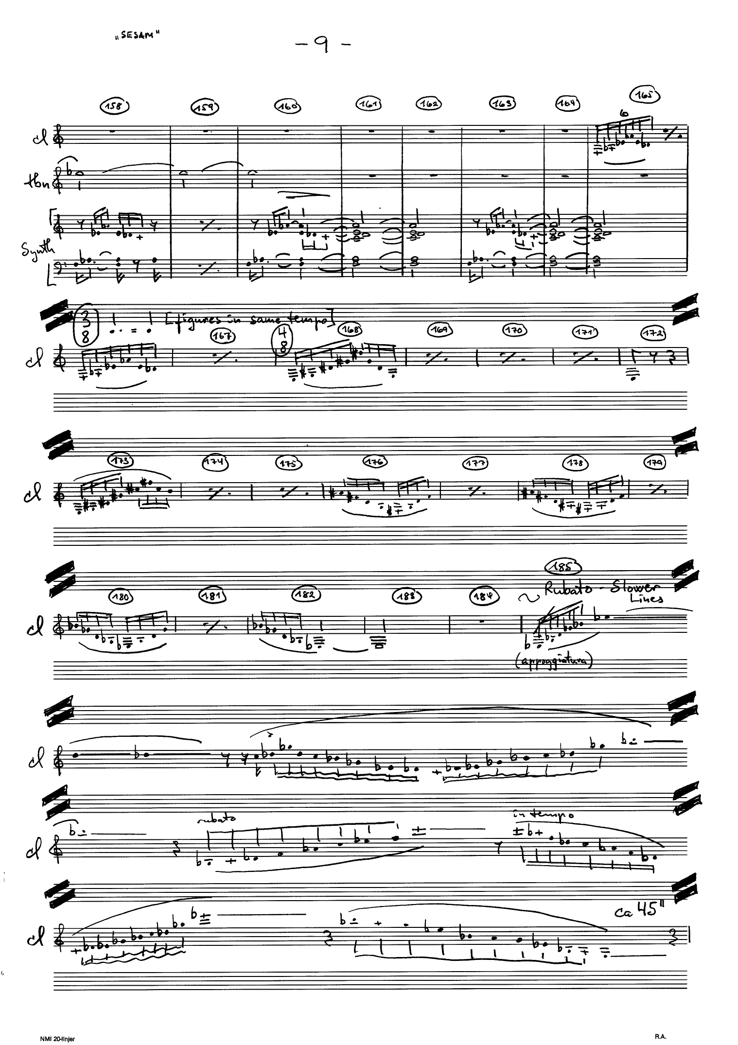 Sesam for Clarinet, Trombone, Grand Piano / Synthesizer, Op. 47 - Image 9