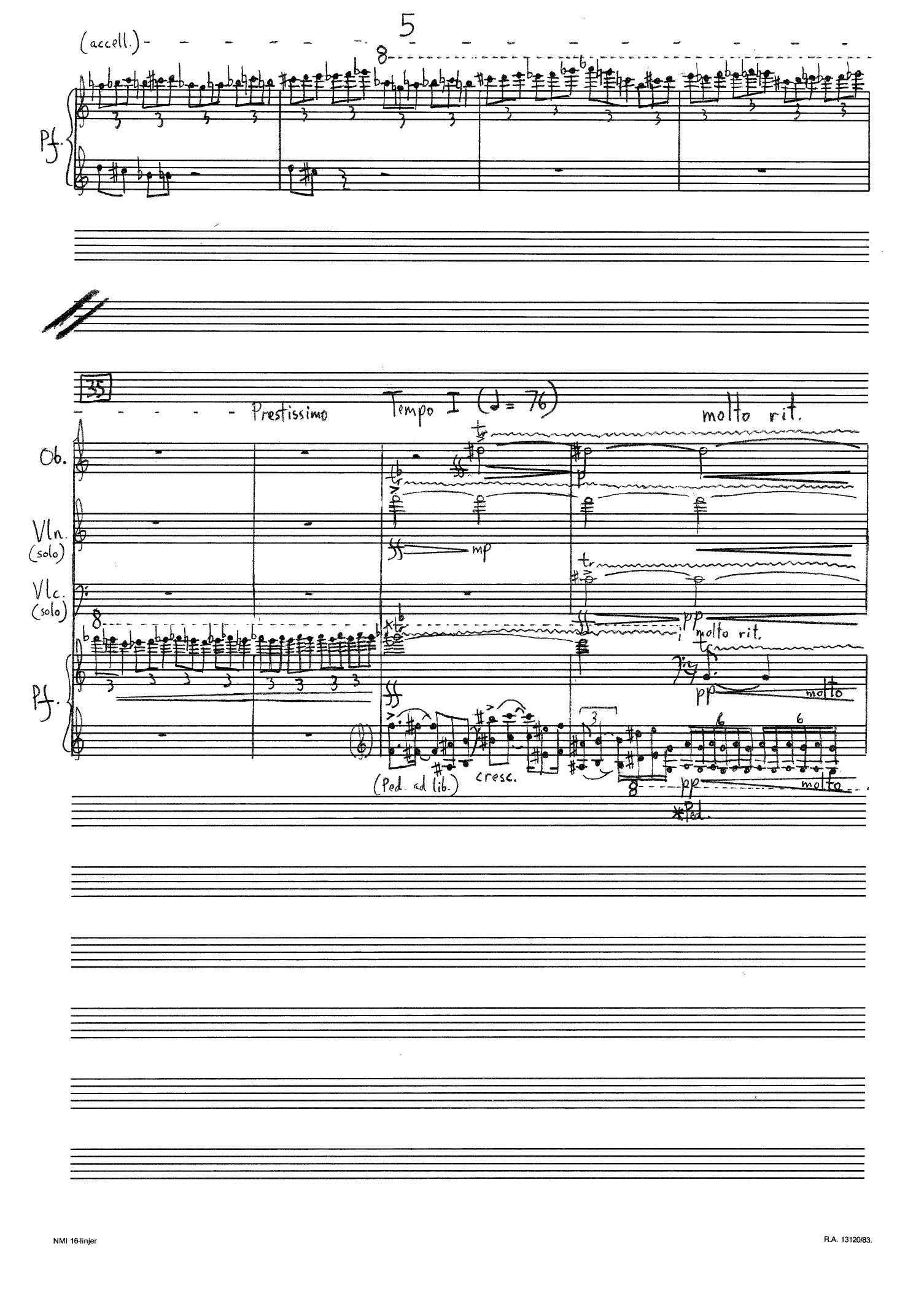 Fantasia Concertante for Oboe, Violin, Cello, Piano and String Orchestra - Image 5
