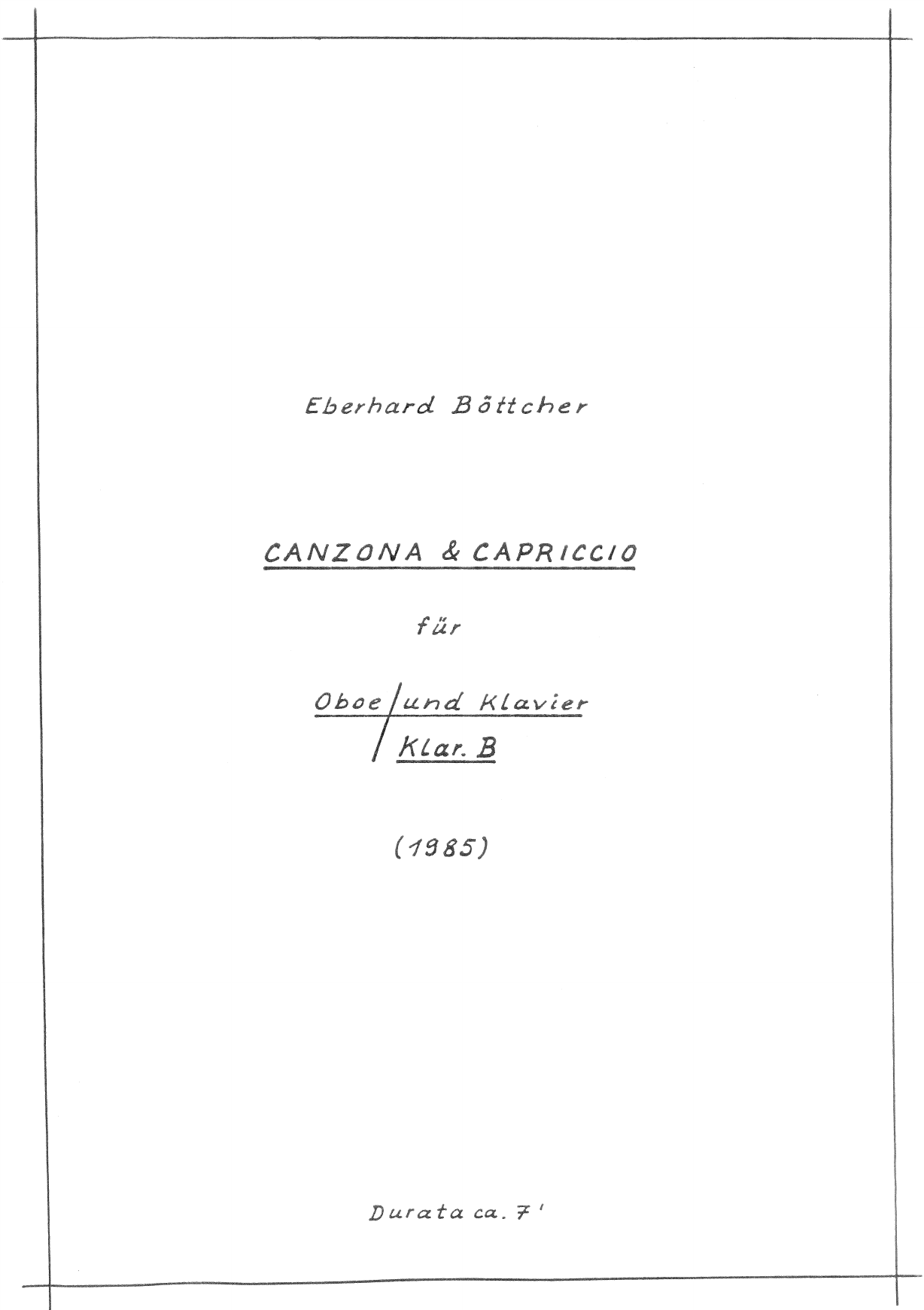 Canzona & Capriccio für Oboe und Klavier