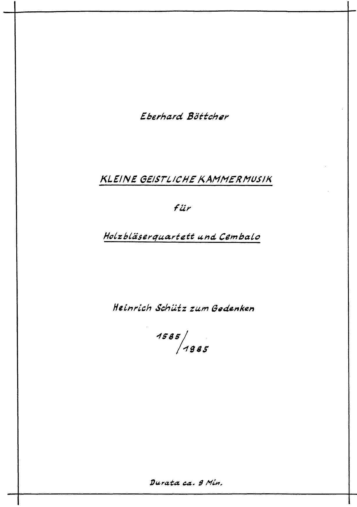 Kleine geistliche Kammermusik für Holzbläserquartett und Cembalo