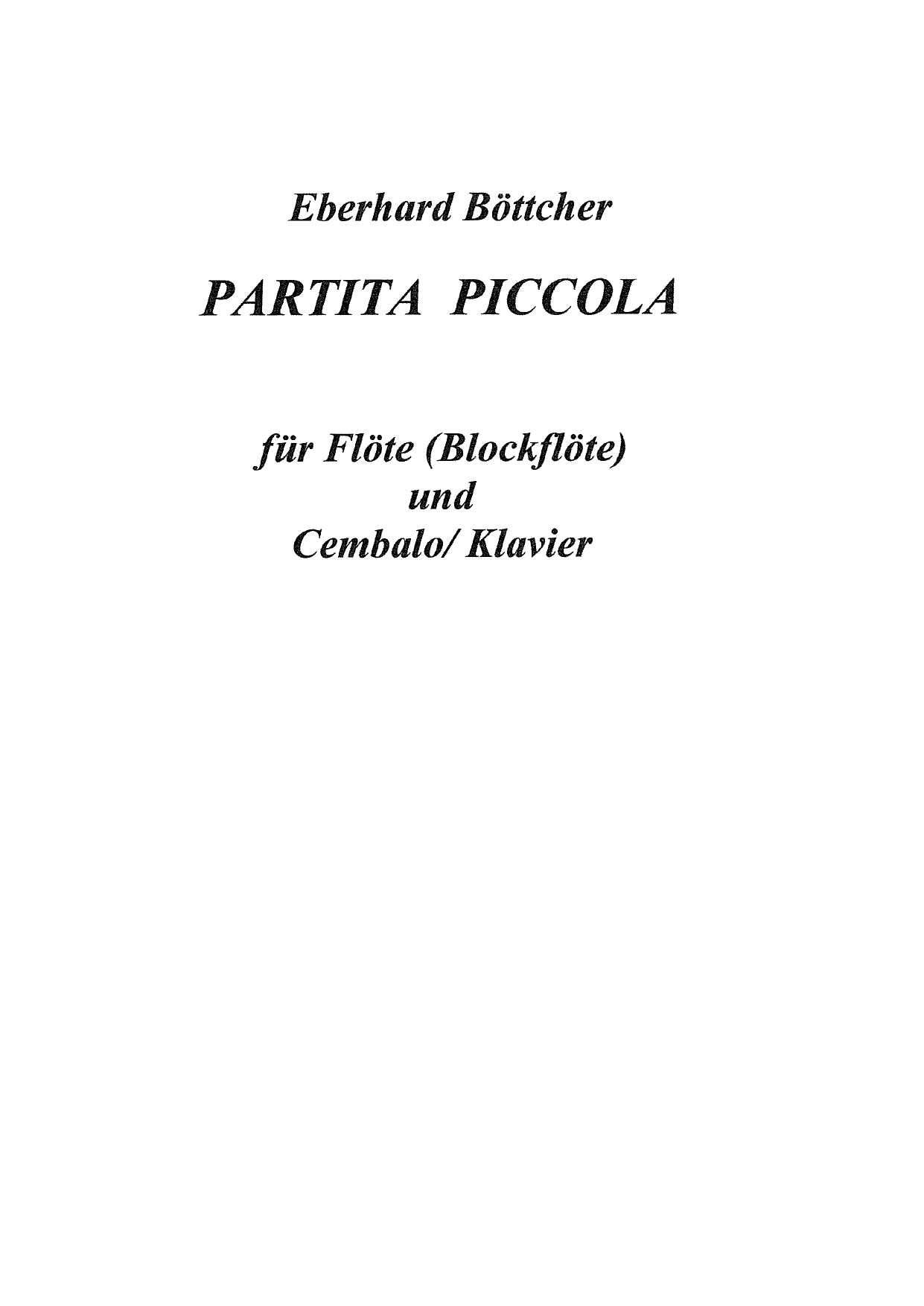 Partita piccola für Altblockflöte und Cembalo