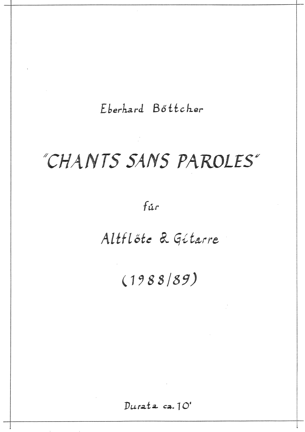 Chants sans paroles für Altflöte und Gitarre